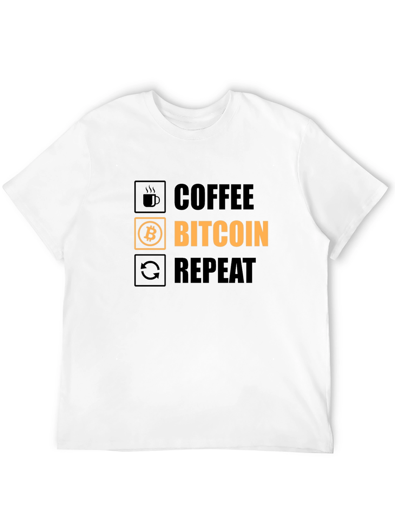 Coffee Bitcoin Repeat Graphic Tee - Crypto T-Shirt