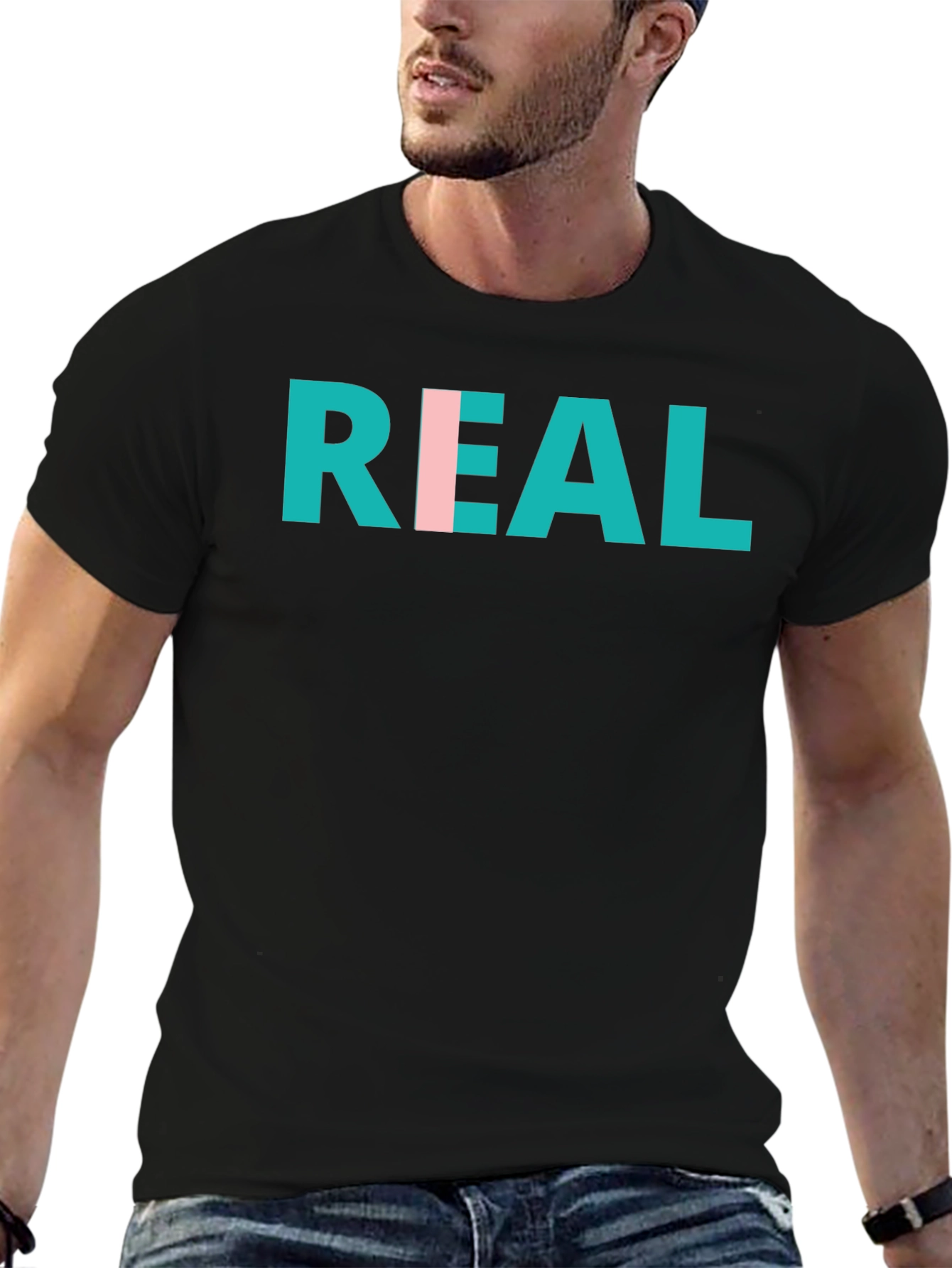 REAL Graphic Print Crew Neck T-Shirt