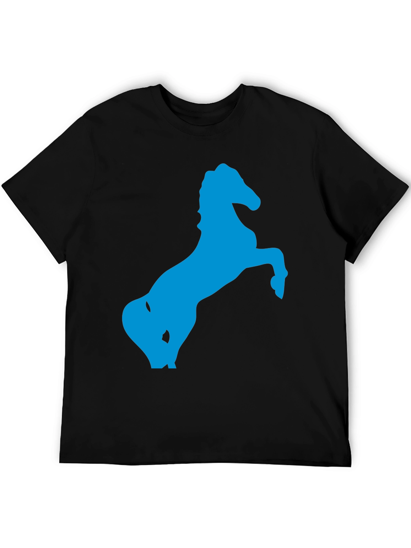 Black T-Shirt with Blue Horse Silhouette