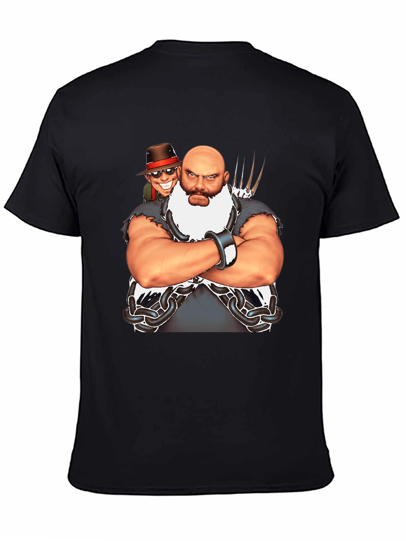 Bald Wrestler Cartoon Black T-Shirt