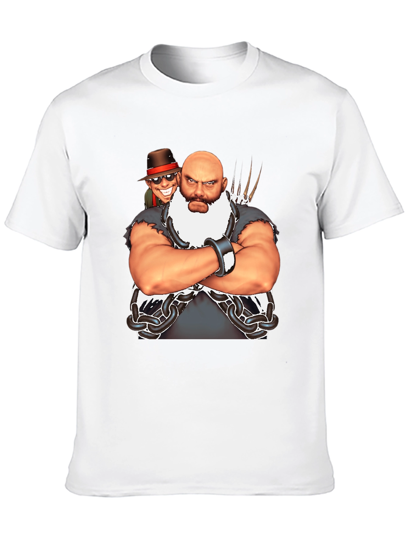 Bald Wrestler Cartoon Black T-Shirt