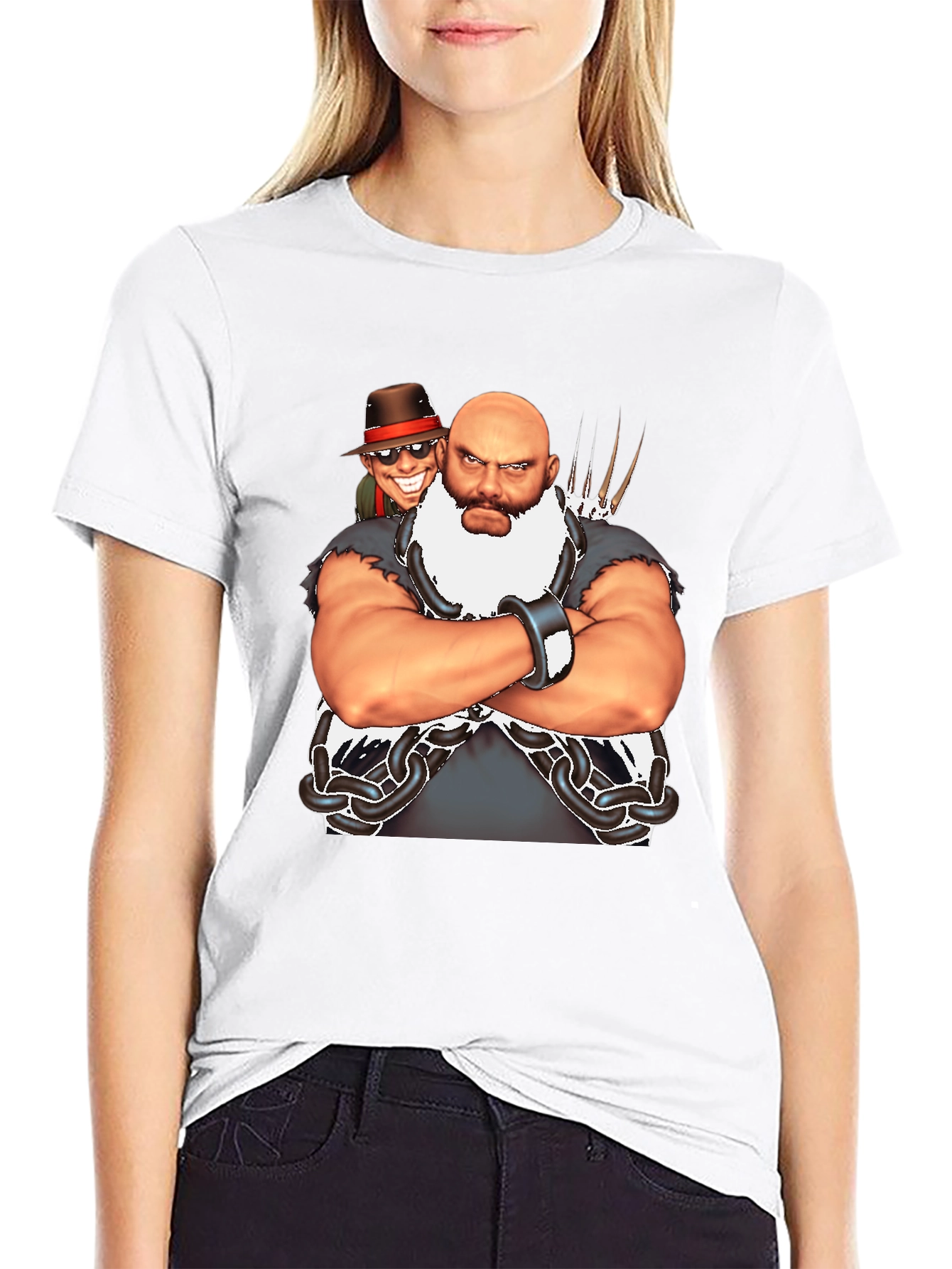 Bald Wrestler Cartoon Black T-Shirt