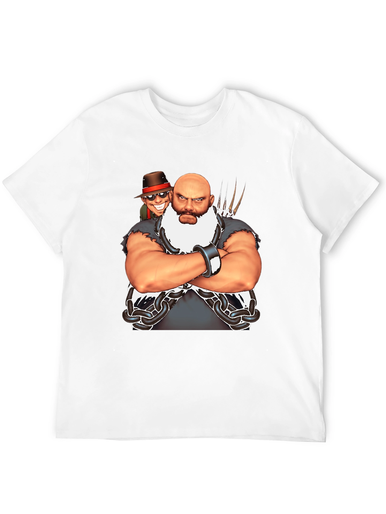 Bald Wrestler Cartoon Black T-Shirt