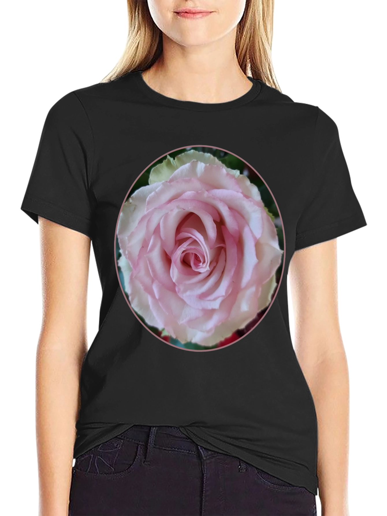 Rose Graphic Tee - Black Stylish Floral Design