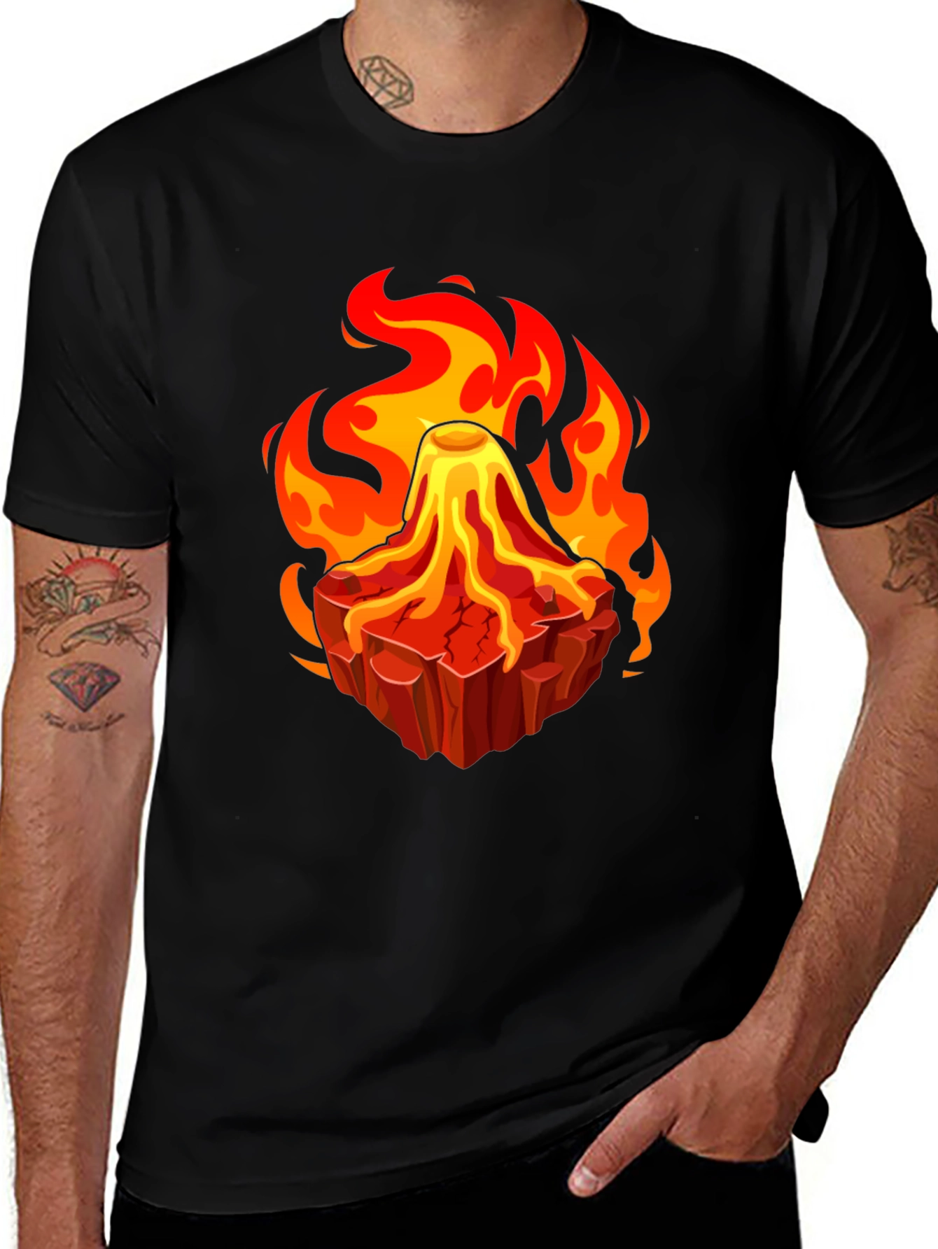 Volcano Lava Flames Graphic T-Shirt - Unique Design