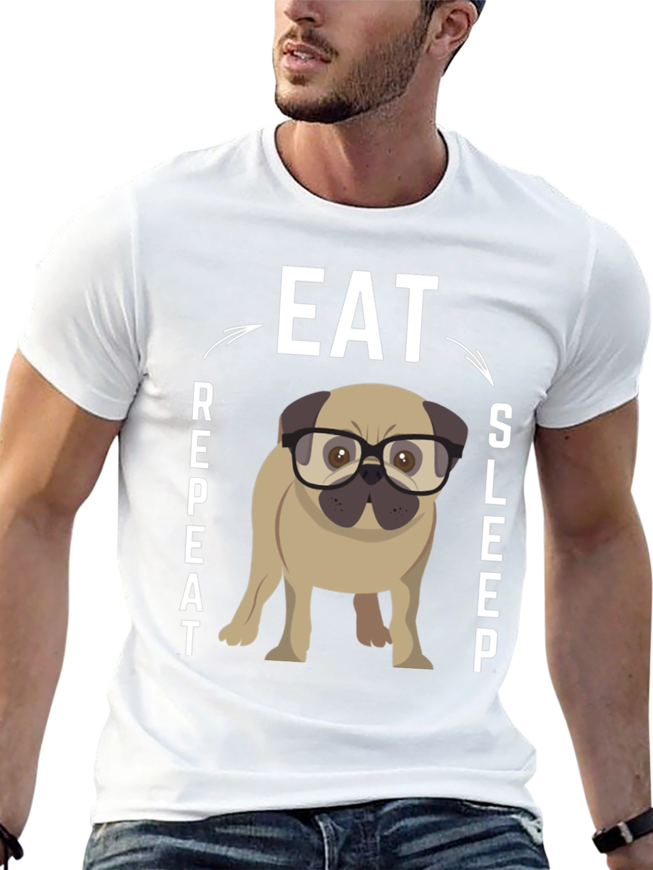 Eat Sleep Repeat Pug Graphic Tee
