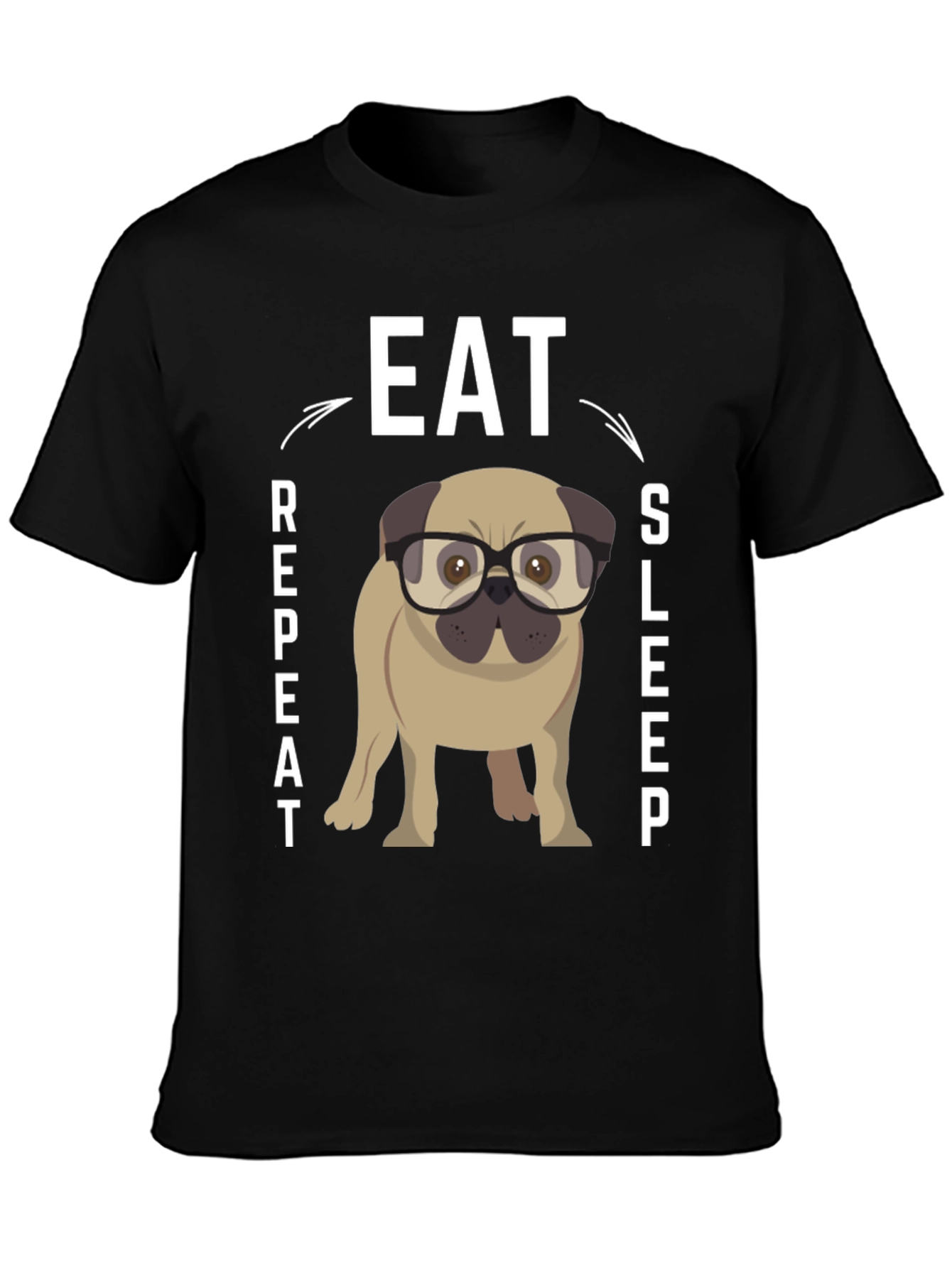 Eat Sleep Repeat Pug Graphic Tee