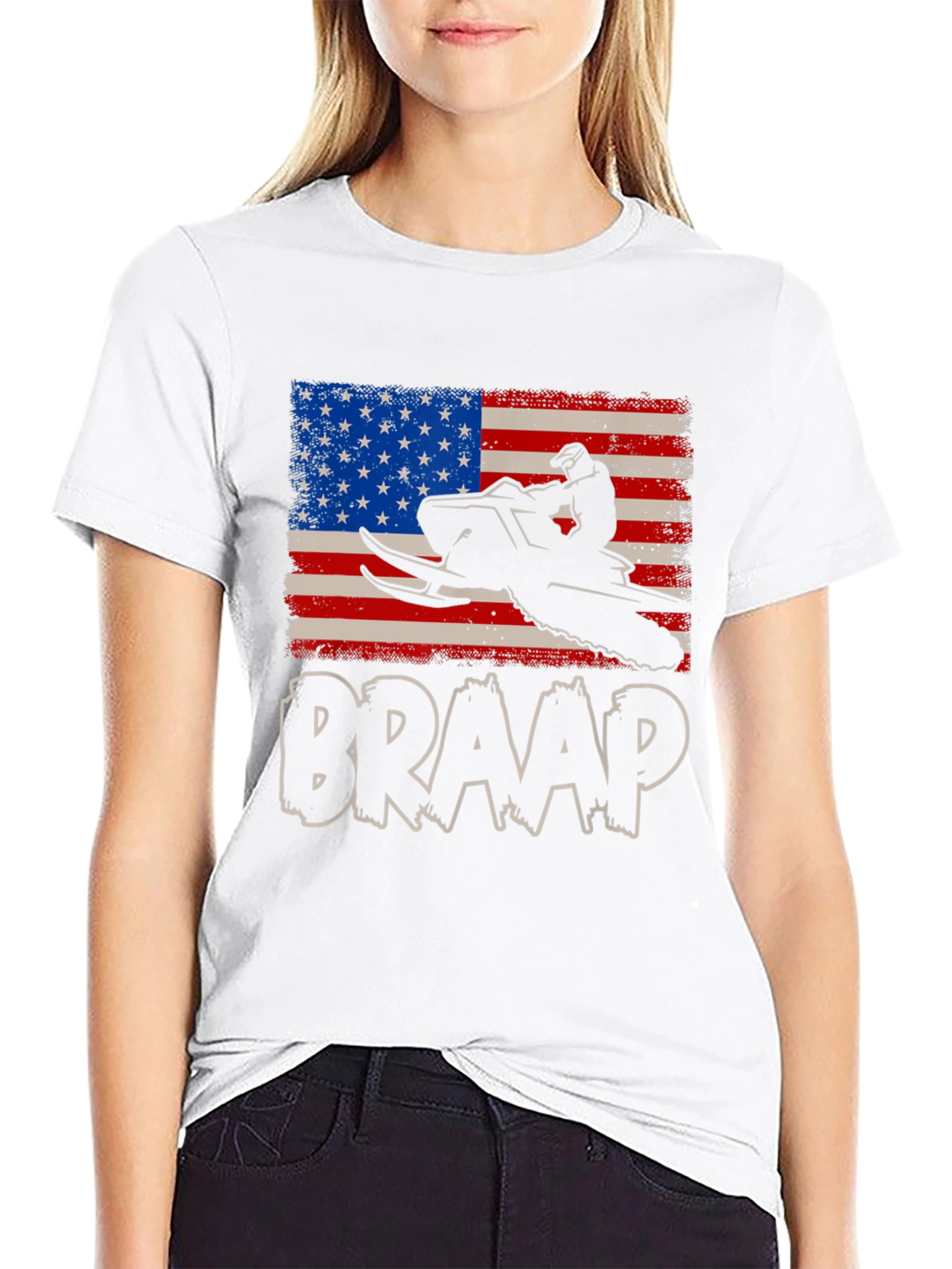 Braap Snowmobile USA Flag Graphic Tee