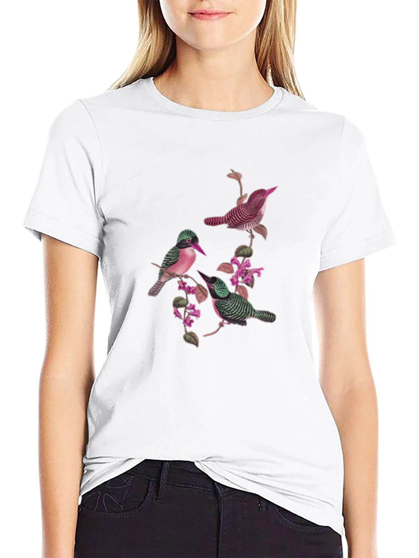Bird and Blossom Graphic Tee - Black