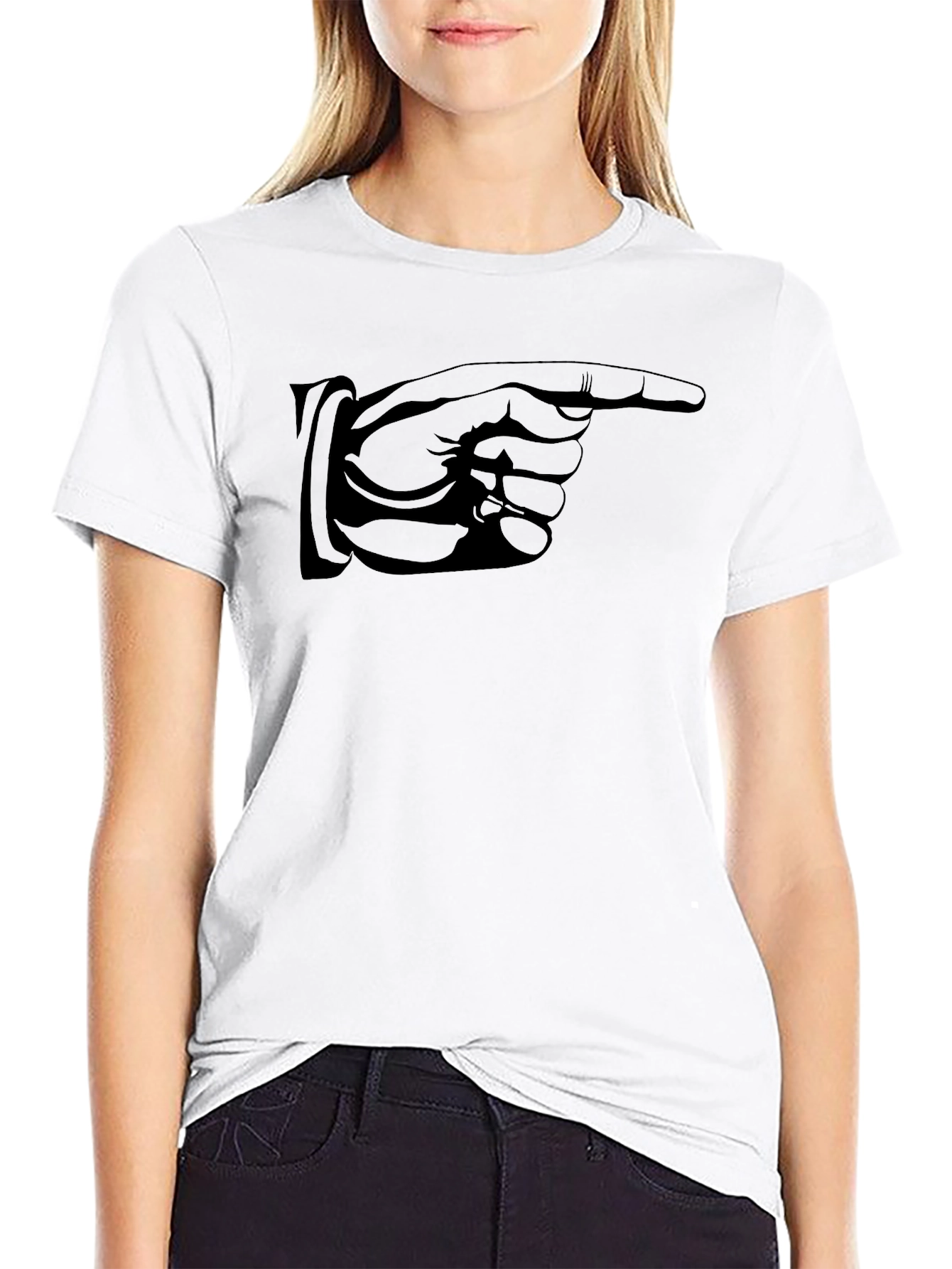 Pointing Finger Graphic T-Shirt - Black