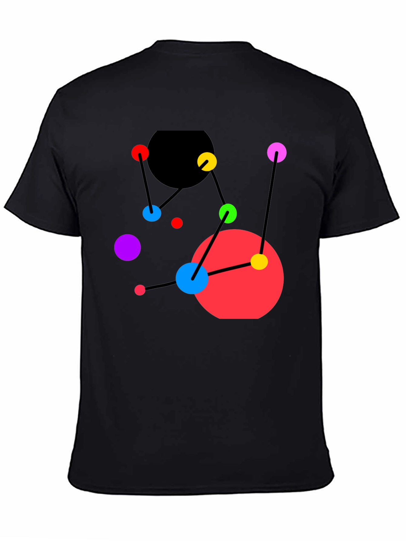 Abstract Geometric Graphic Tee - Black Casual Top