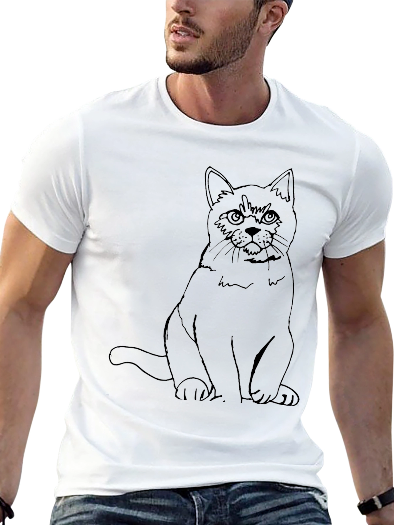 Black Cat Graphic Tee - Mens Crew Neck