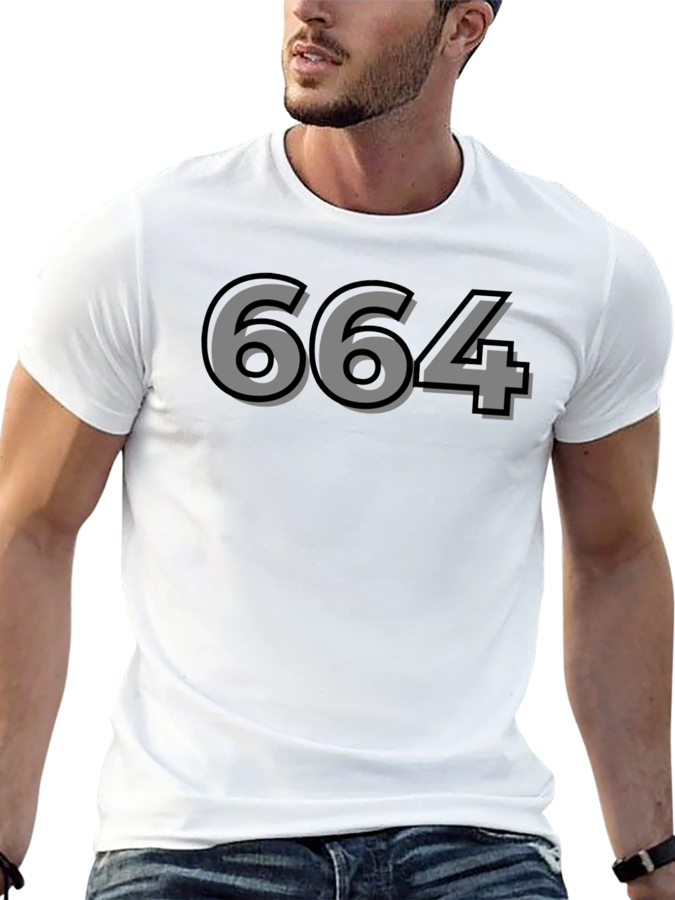 Mens Black Graphic T-Shirt - Number 664 Design