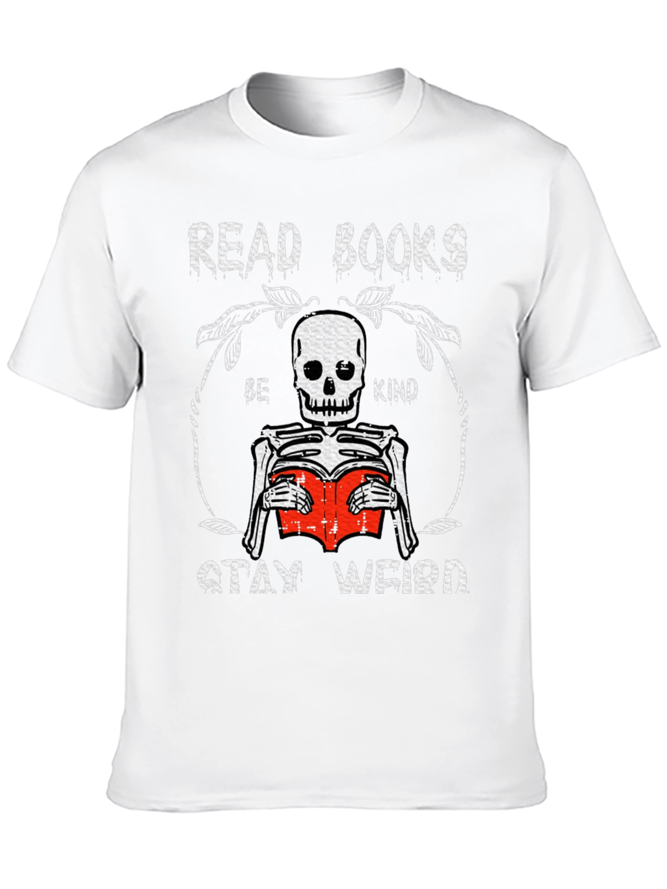 Read Books Be Kind Stay Weird Skeleton T-Shirt