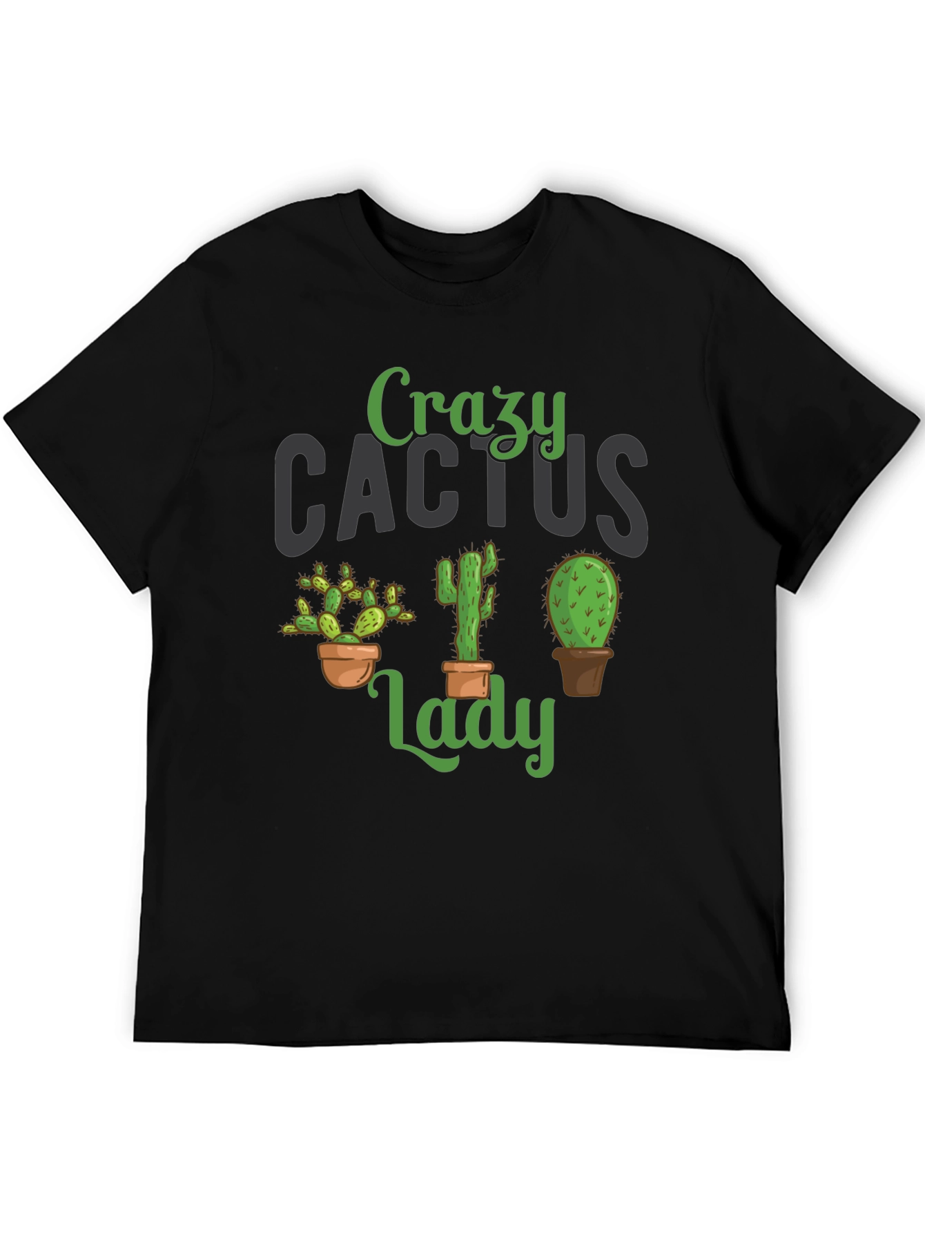 Crazy Cactus Lady Black T-Shirt