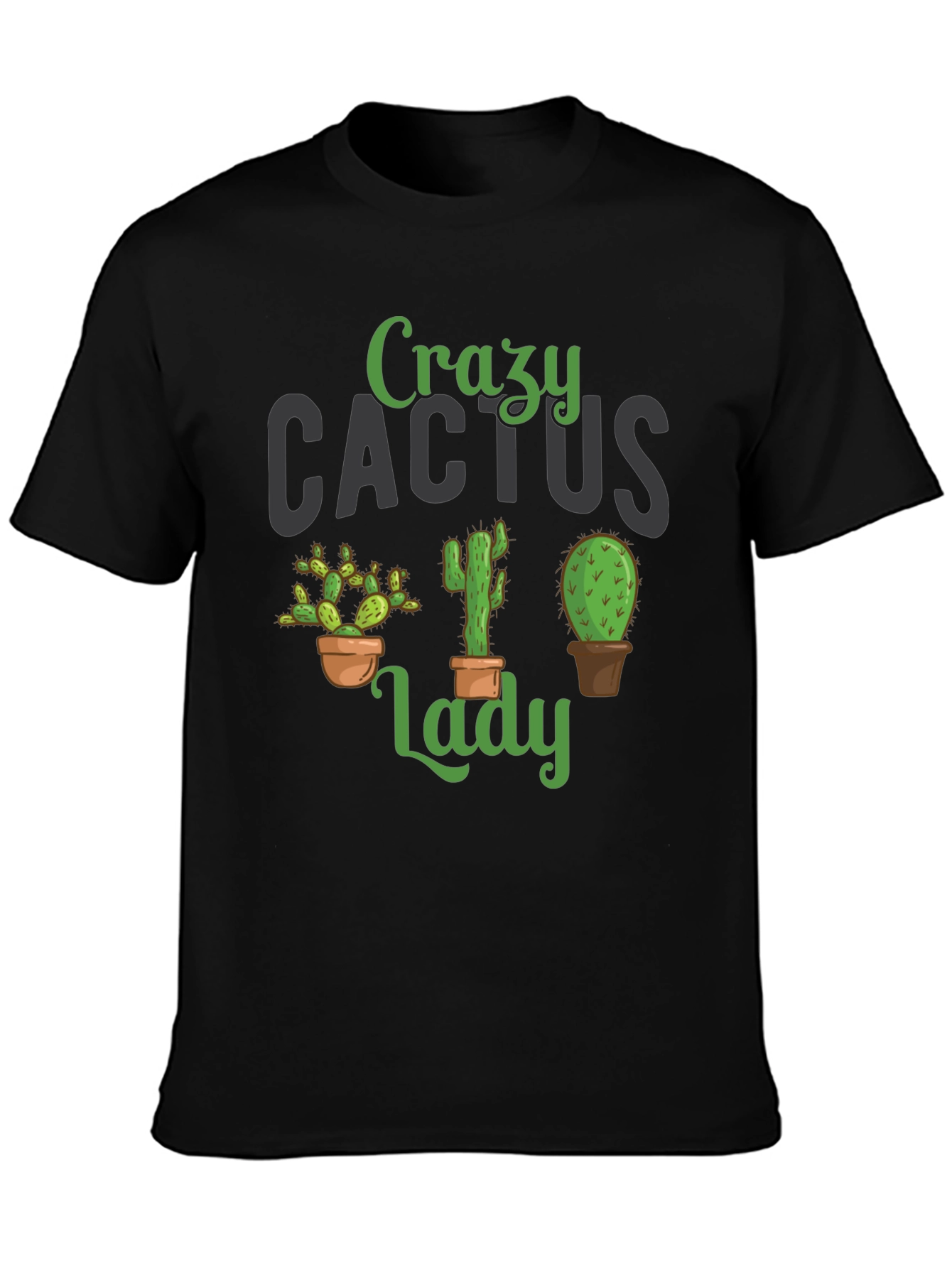 Crazy Cactus Lady Black T-Shirt