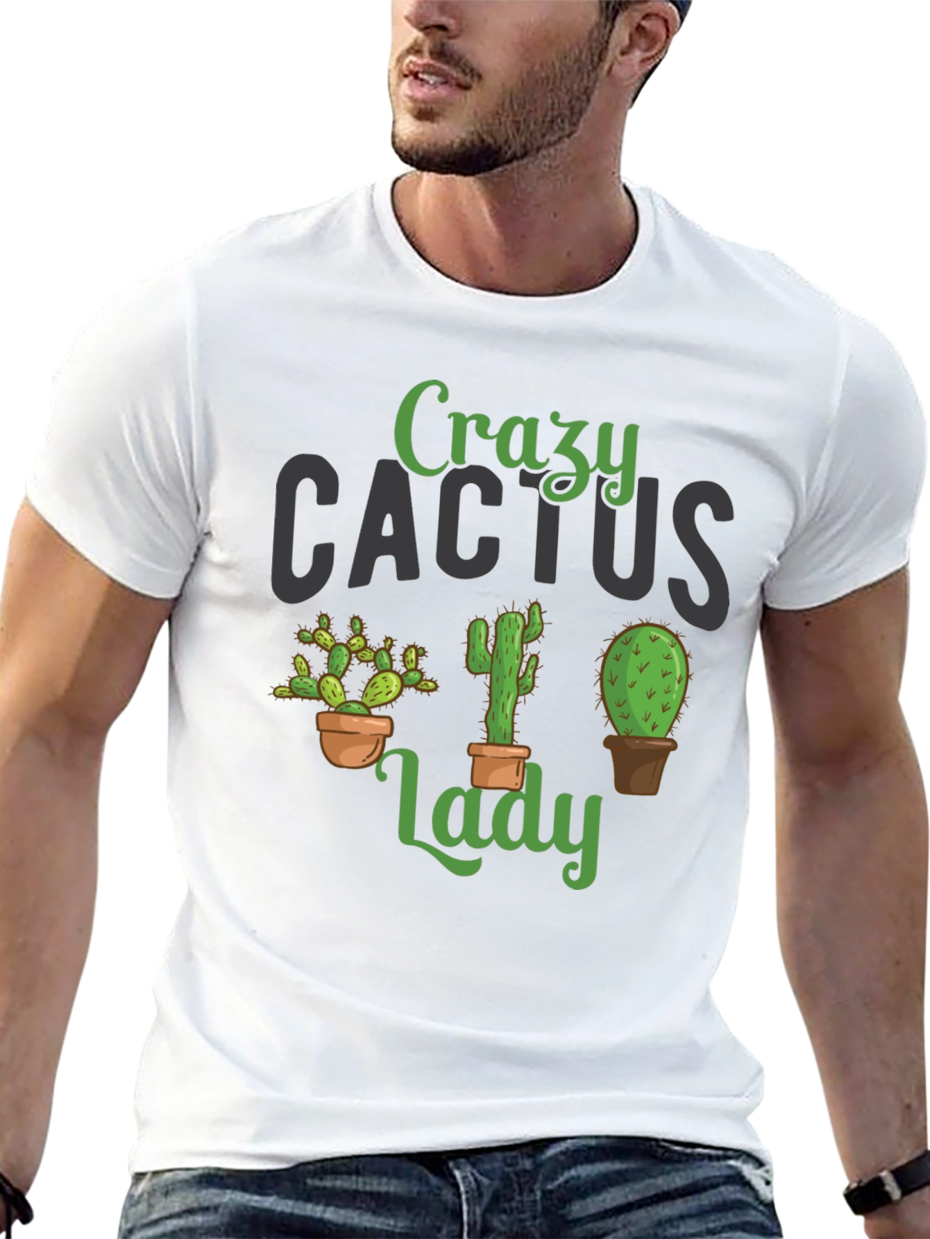 Crazy Cactus Lady Black T-Shirt
