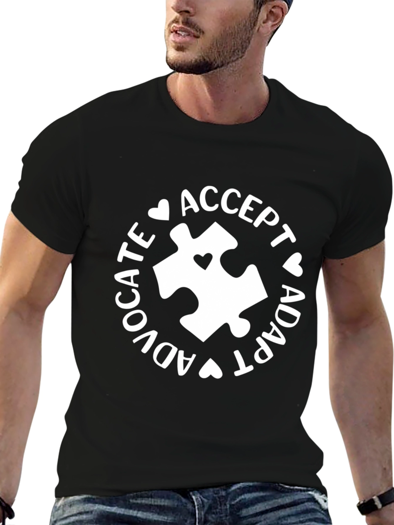 Autism Awareness Tee - Accept Adapt Advocate Puzzle