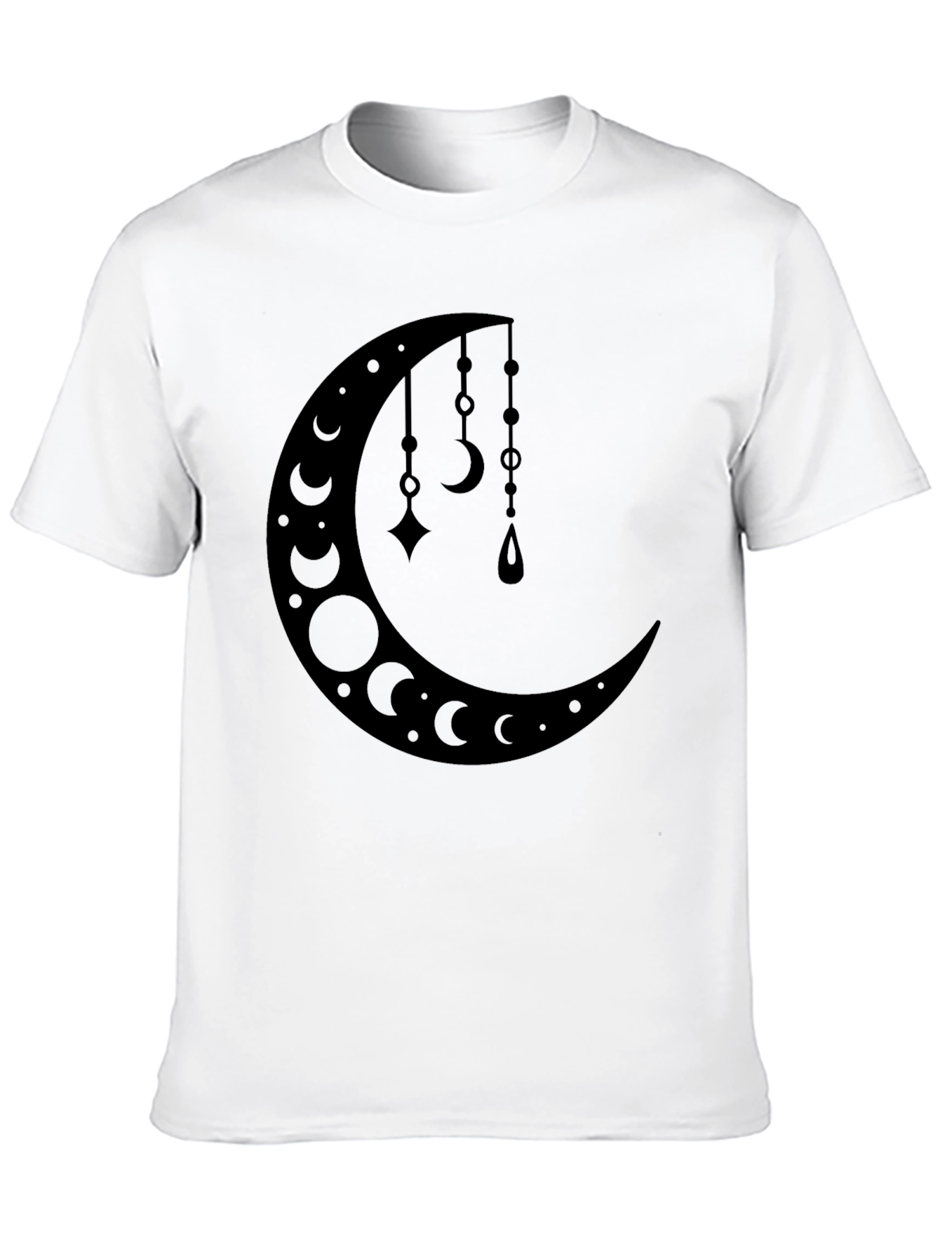 Crescent Moon Pendant T-Shirt - Black