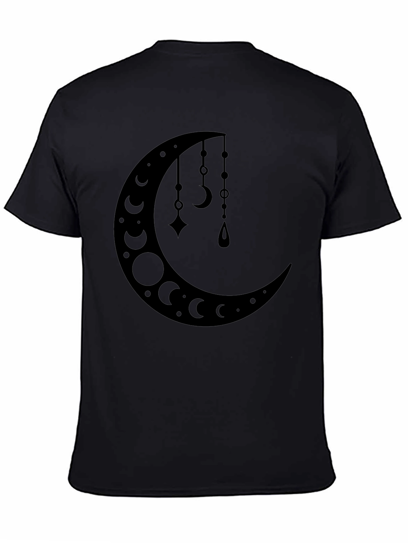 Crescent Moon Pendant T-Shirt - Black