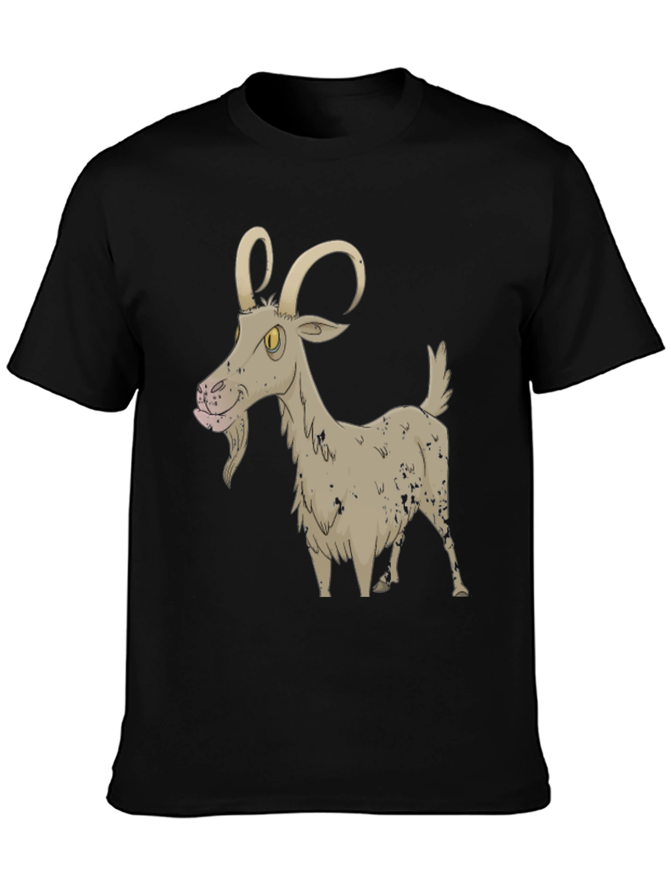 Cartoon Goat Black T-Shirt