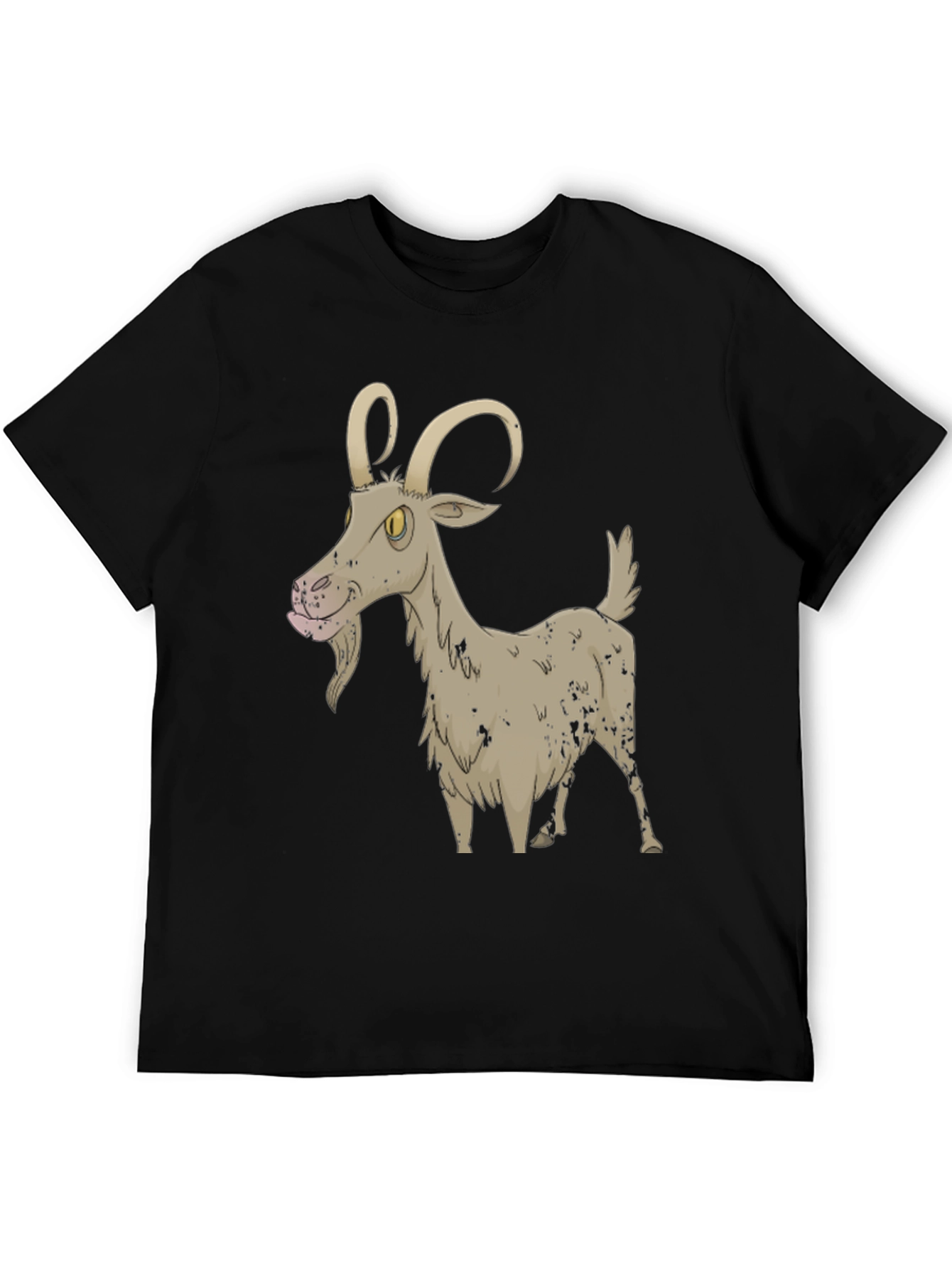 Cartoon Goat Black T-Shirt