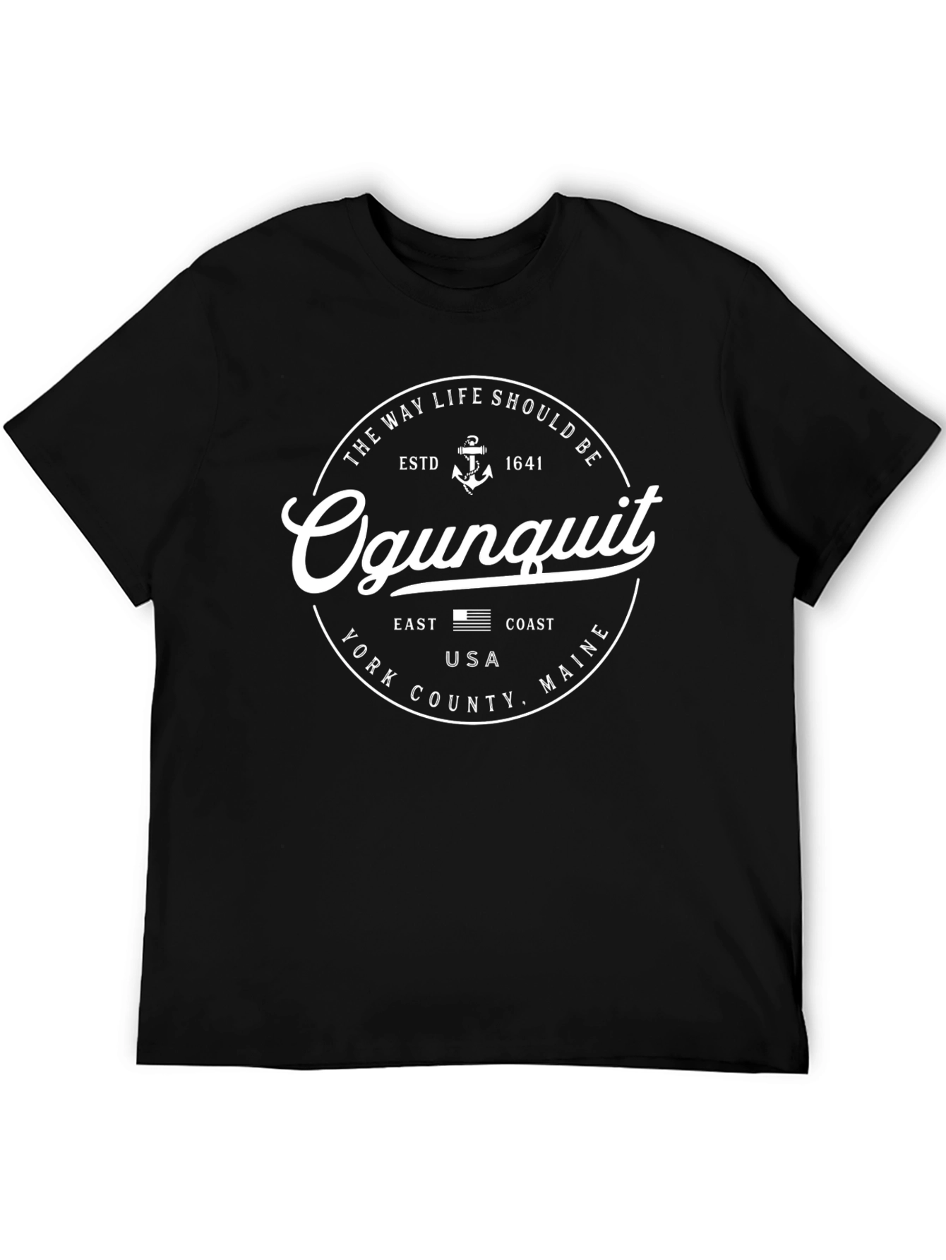 Ogunquit Maine T-Shirt Black Estd 1641