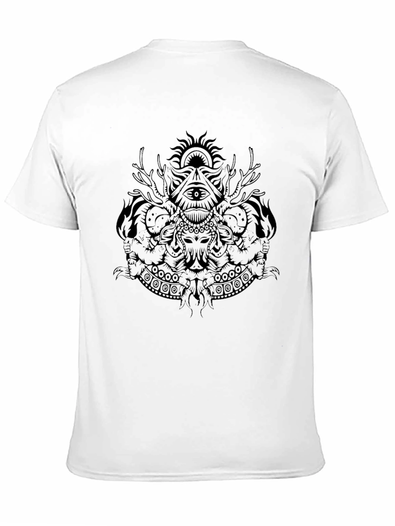 Mystic Print Black Cotton T-Shirt