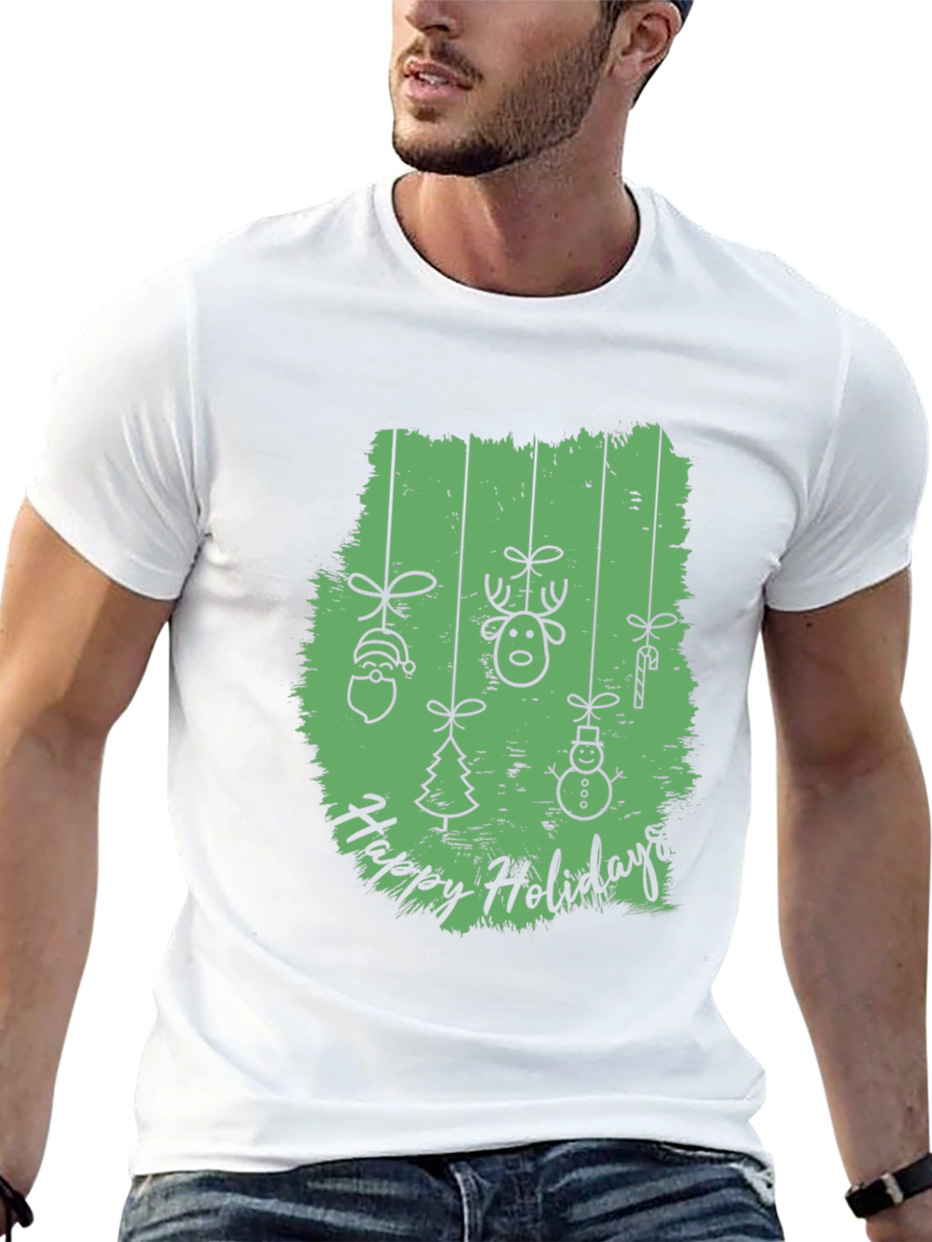 Happy Holidays Graphic Print Crew Neck T-Shirt
