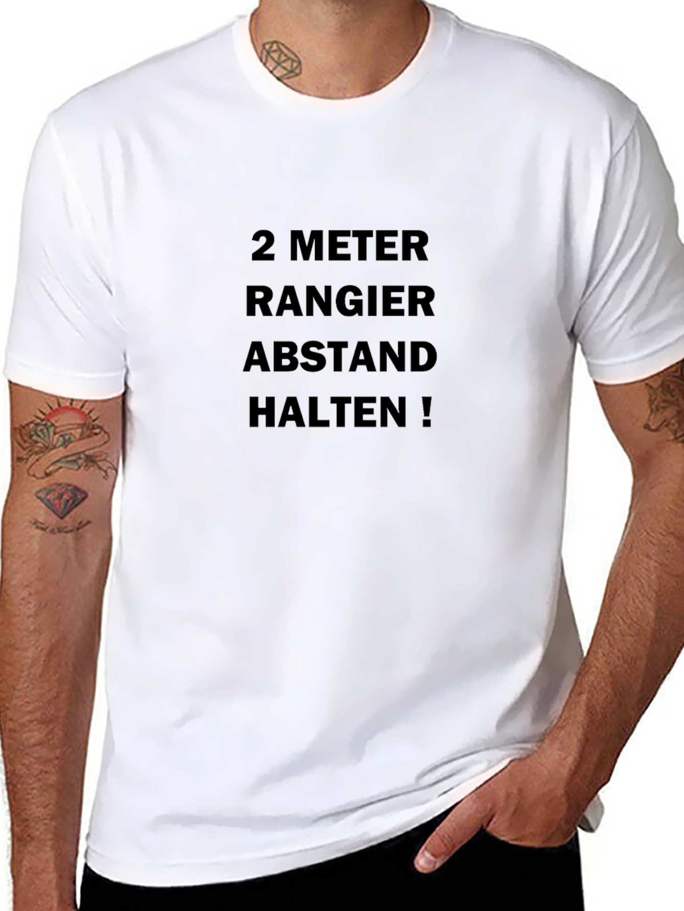 2 Meter Abstand Halten! Black T-Shirt