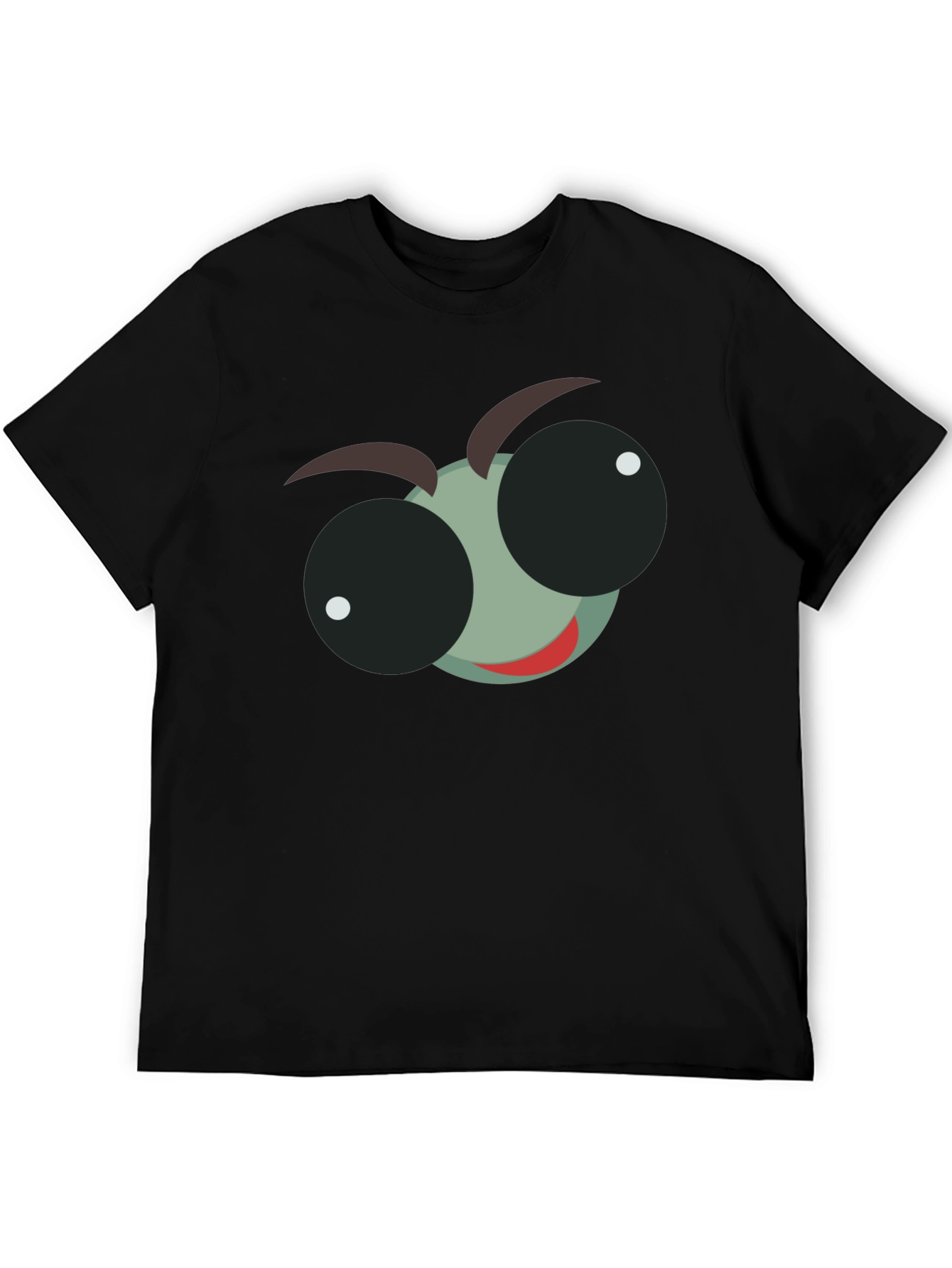 Cartoon Bug Eye Graphic T-Shirt - Black Cotton Tee