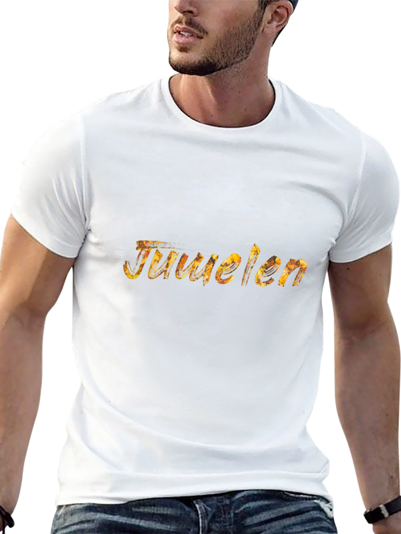 Juuelen Black Graphic Tee for Men