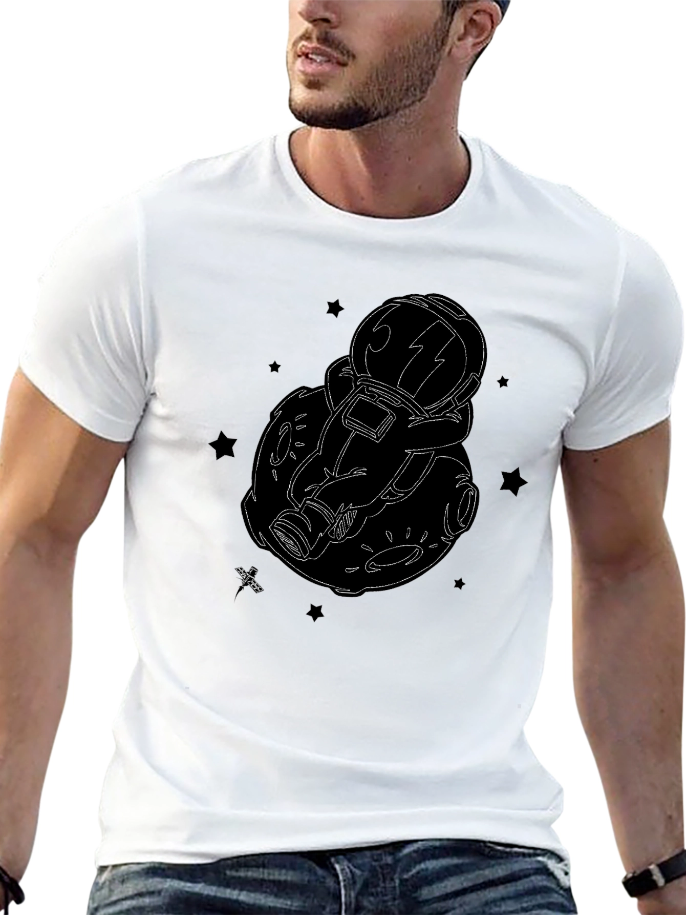 Astronaut Moon Black Graphic Tee