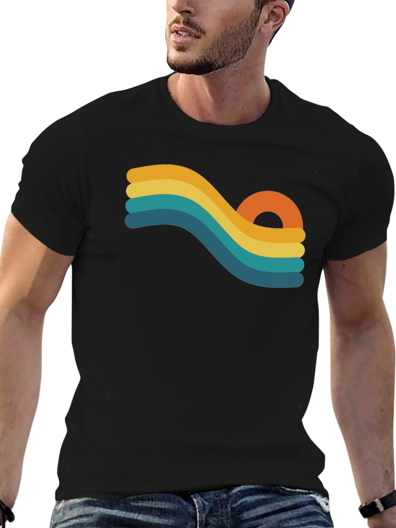 Retro Wave Graphic Black T-Shirt