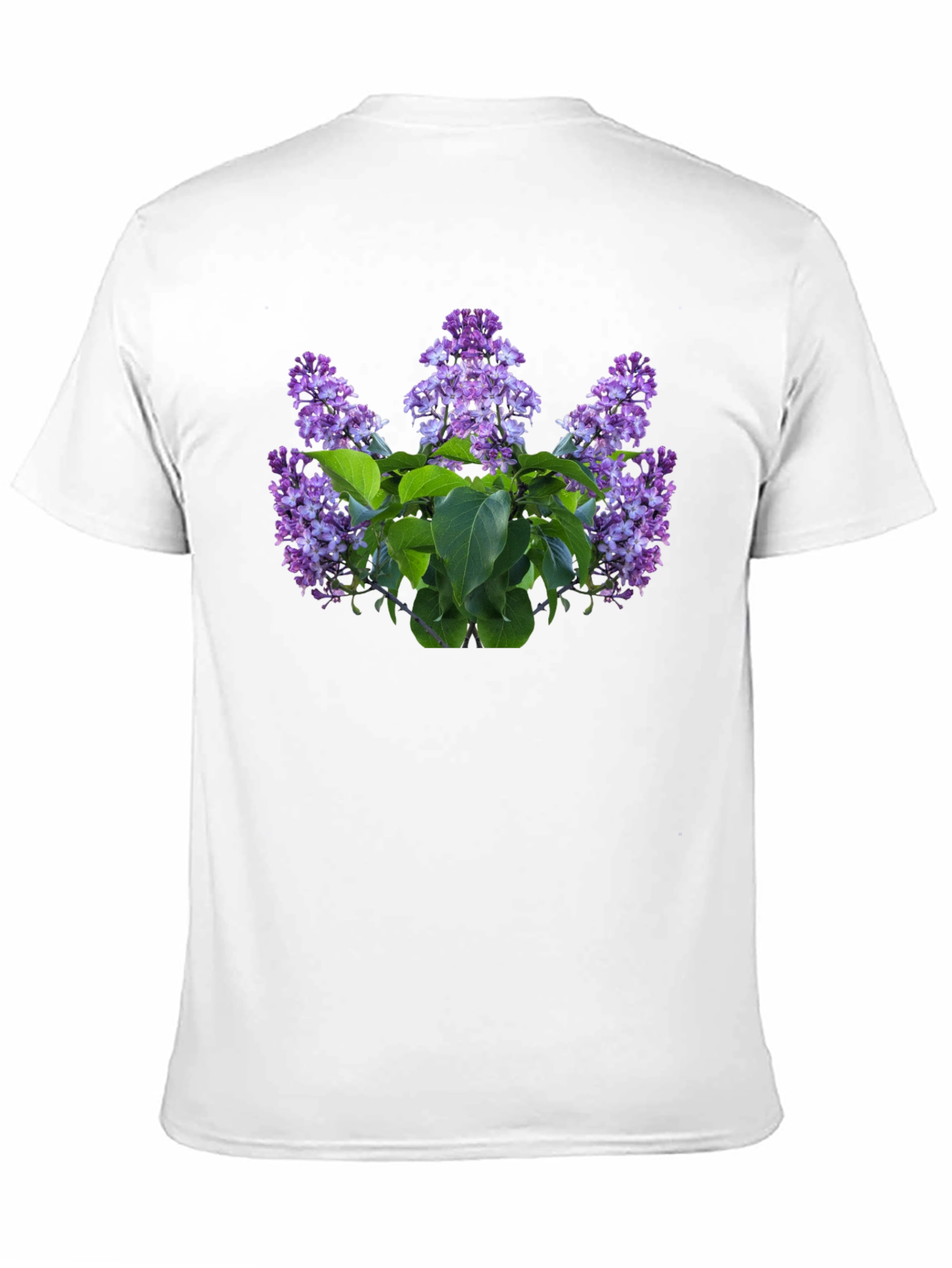 Lilac Floral Print Black T-Shirt