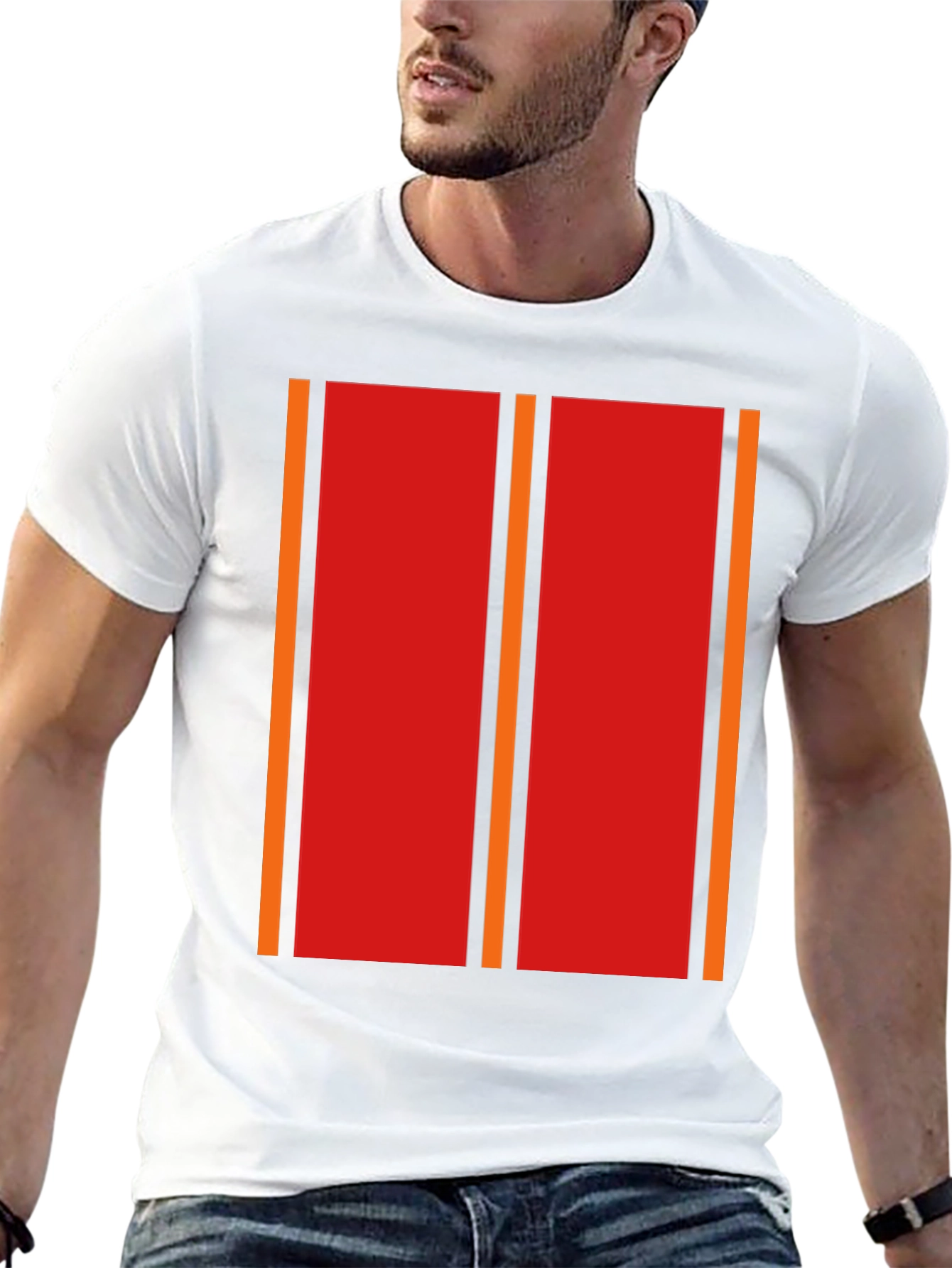 Retro Stripe Graphic Tee - Bold Casual Style
