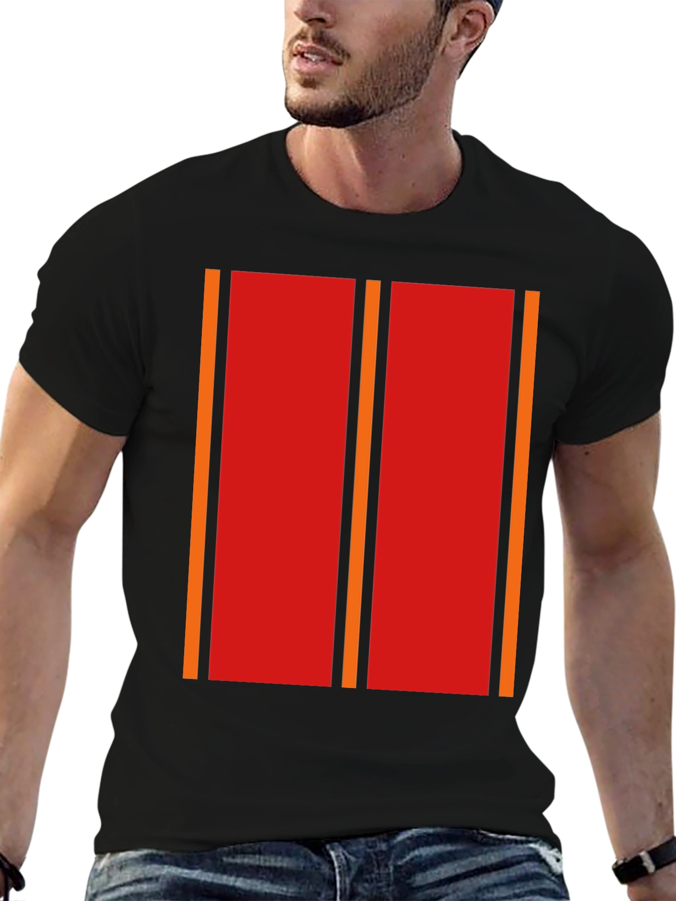 Retro Stripe Graphic Tee - Bold Casual Style