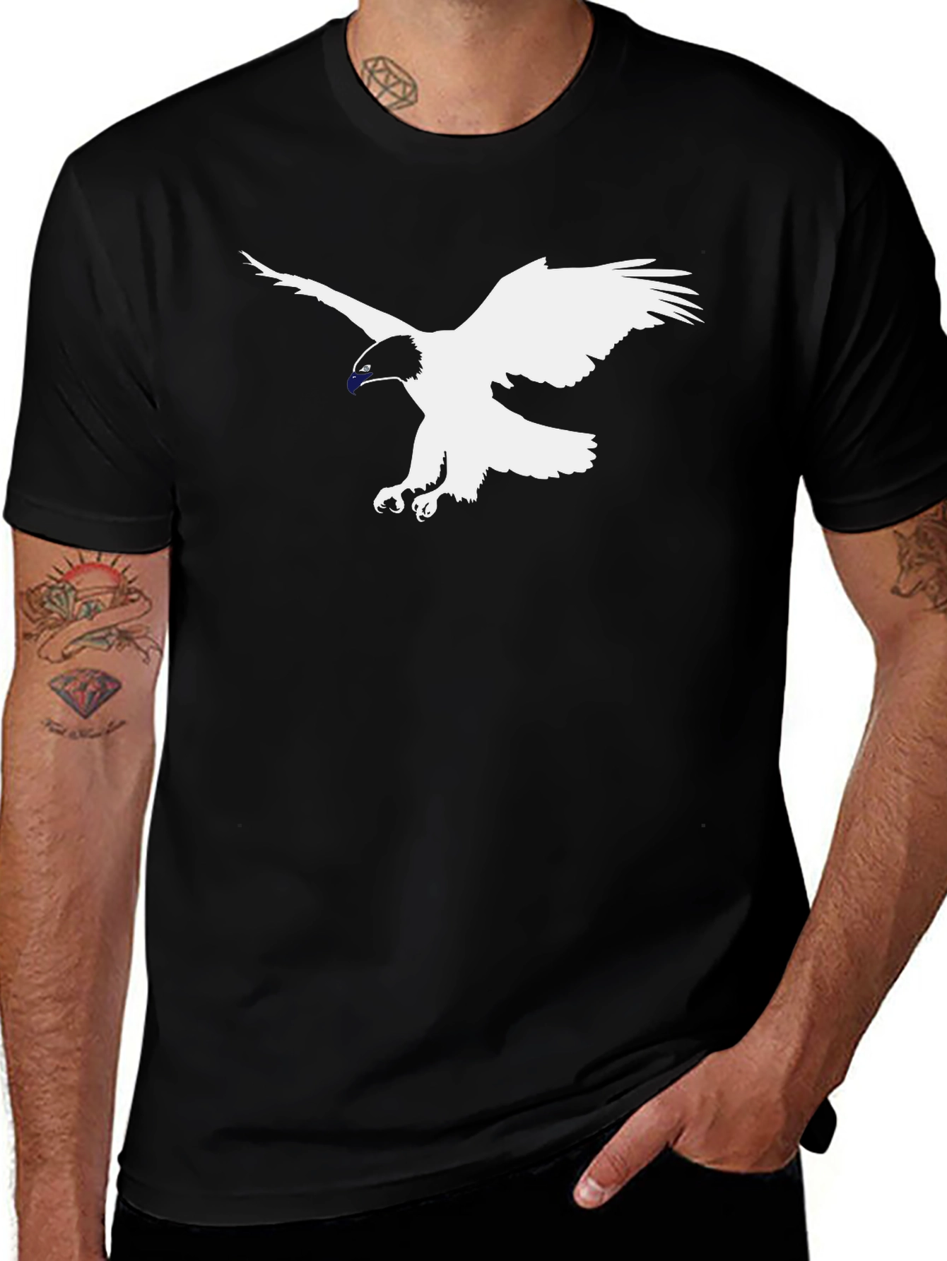 Black T-Shirt with Eagle Graphic Tee