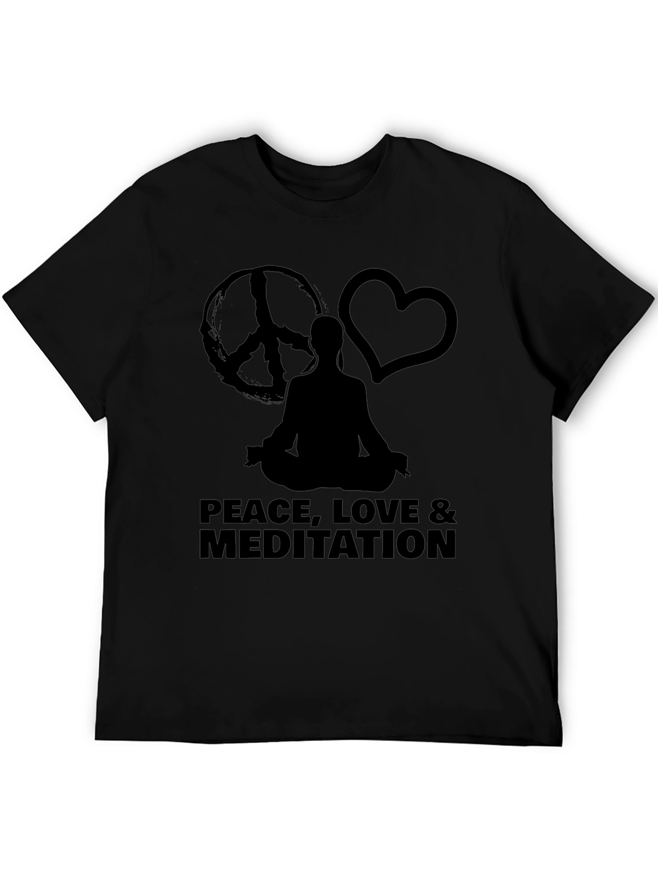 Peace Love Meditation Graphic Tee - Black