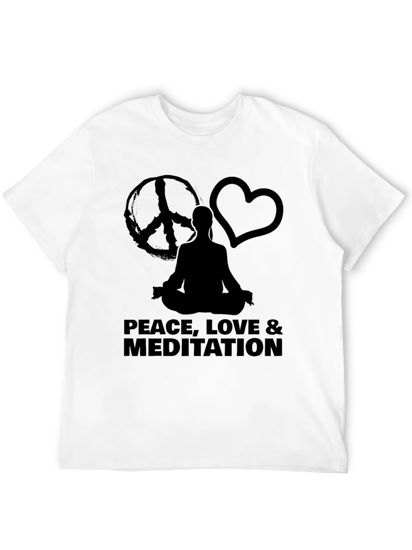 Peace Love Meditation Graphic Tee - Black