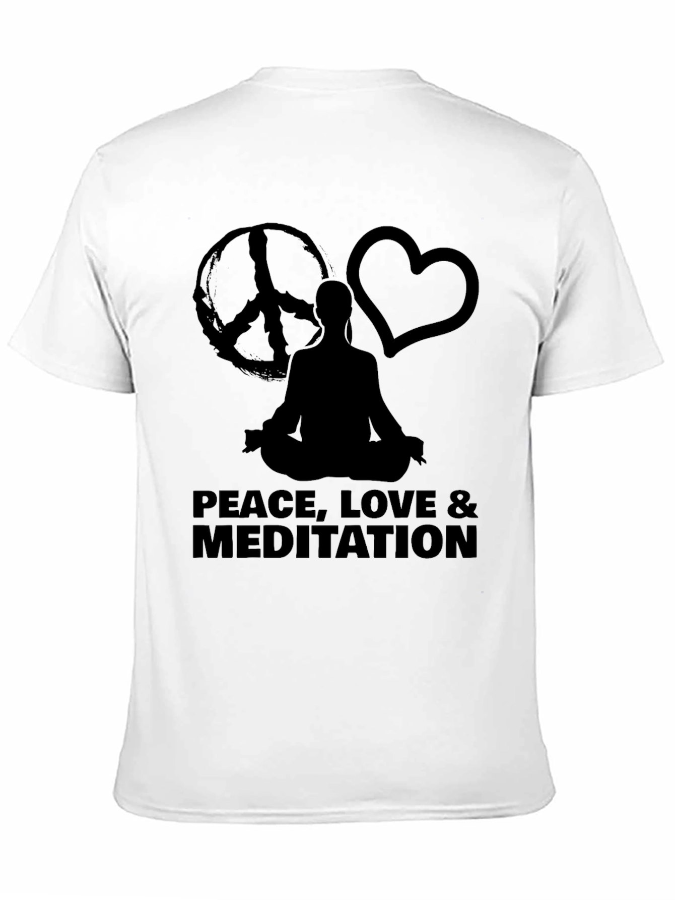 Peace Love Meditation Graphic Tee - Black