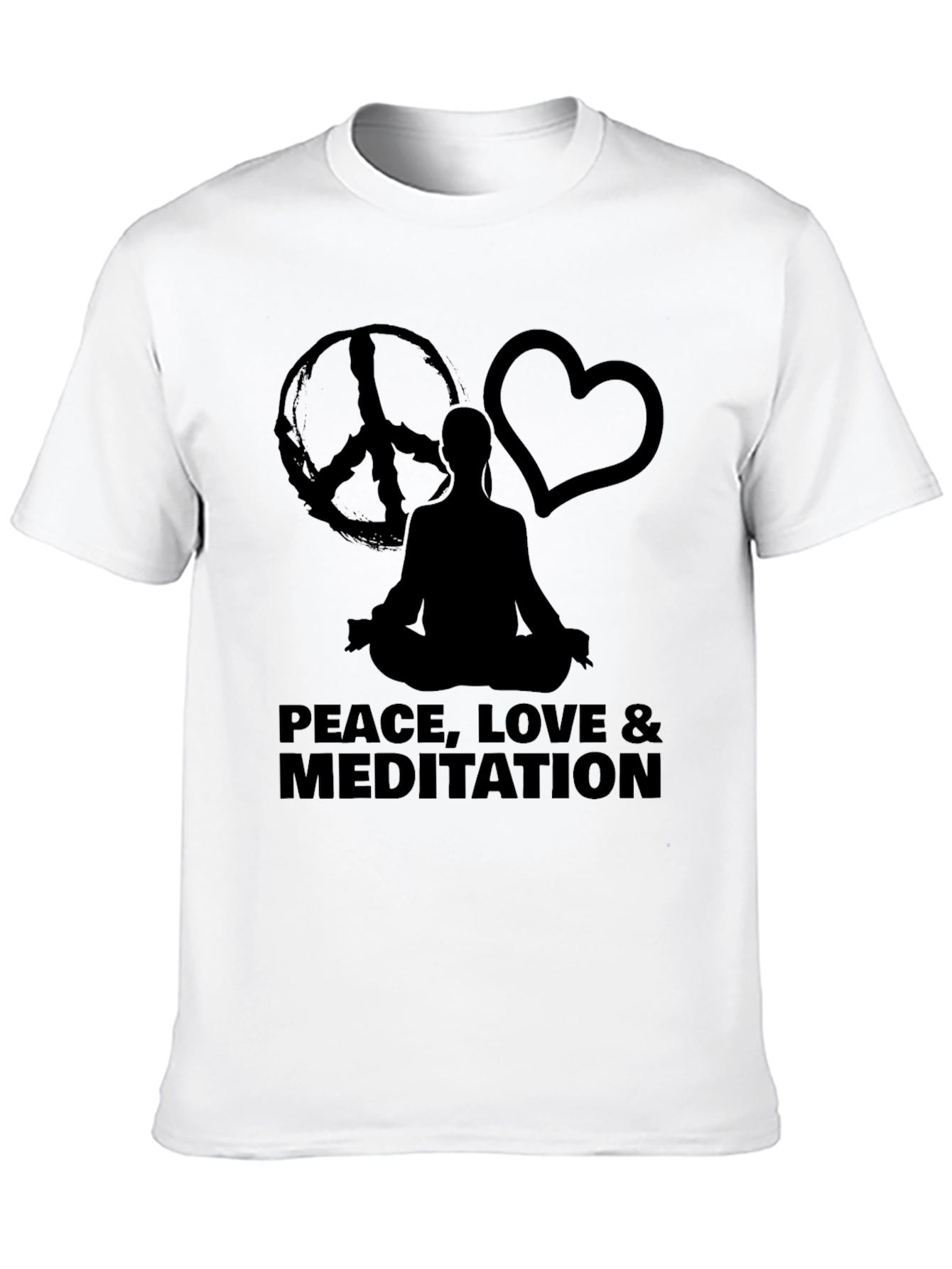 Peace Love Meditation Graphic Tee - Black