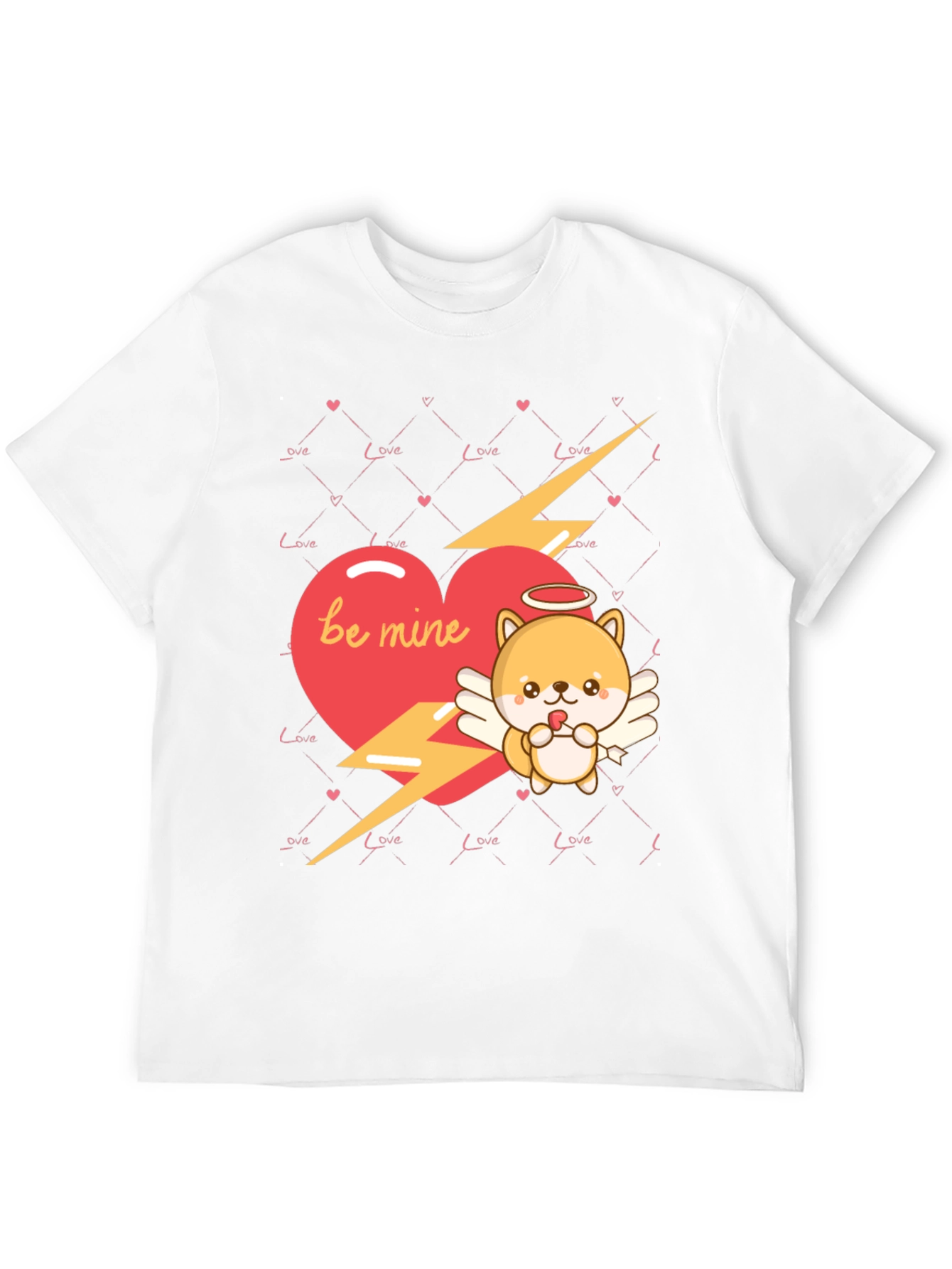 Be Mine Cupid Dog Valentines Day Black T-Shirt