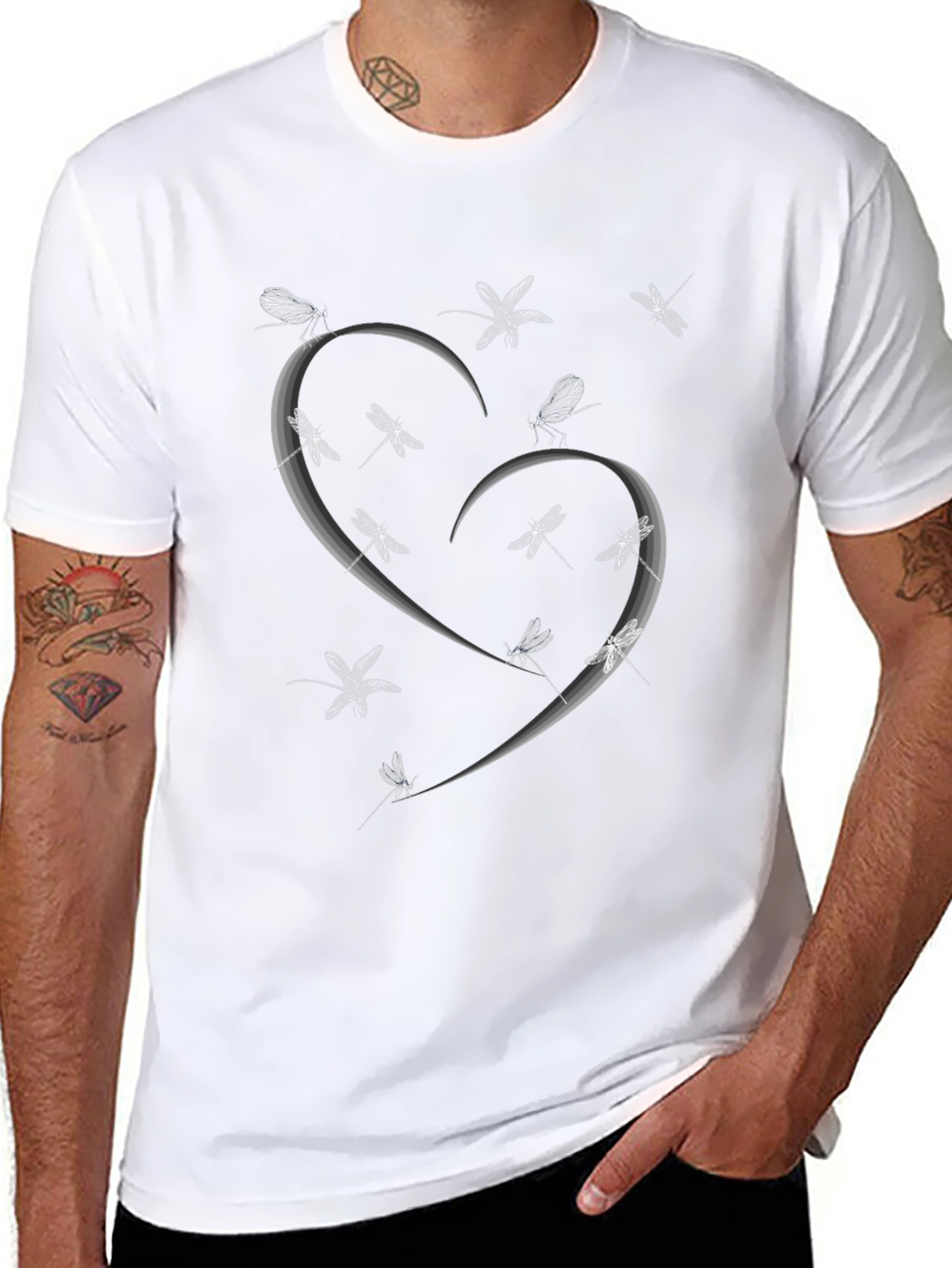 Heart of Dragonflies Black Graphic Tee
