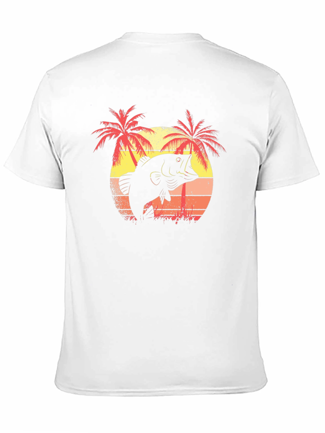 Bass Fishing T-Shirt - Tropical Sunset Design
