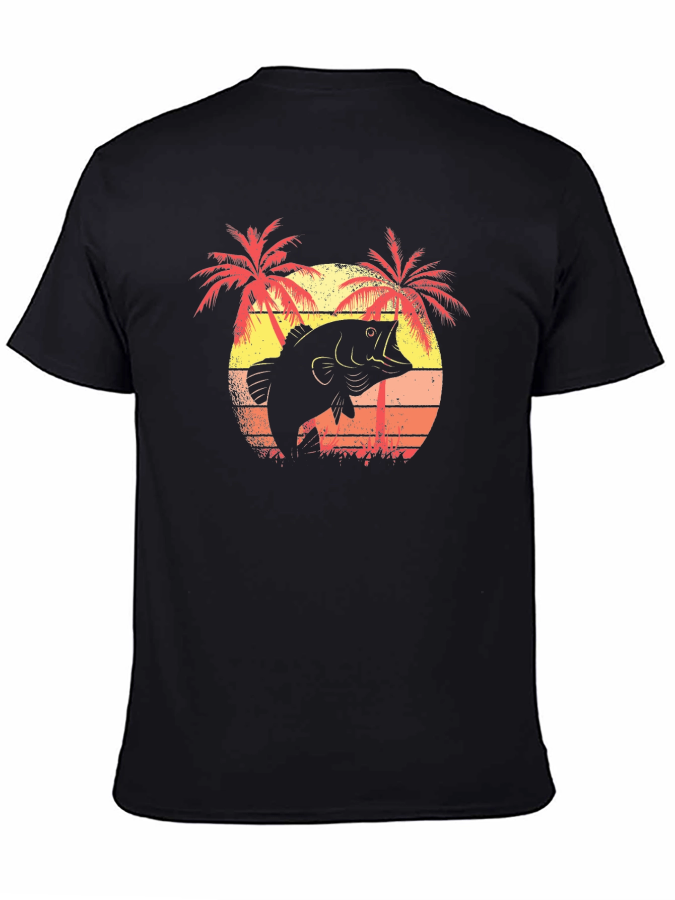 Bass Fishing T-Shirt - Tropical Sunset Design