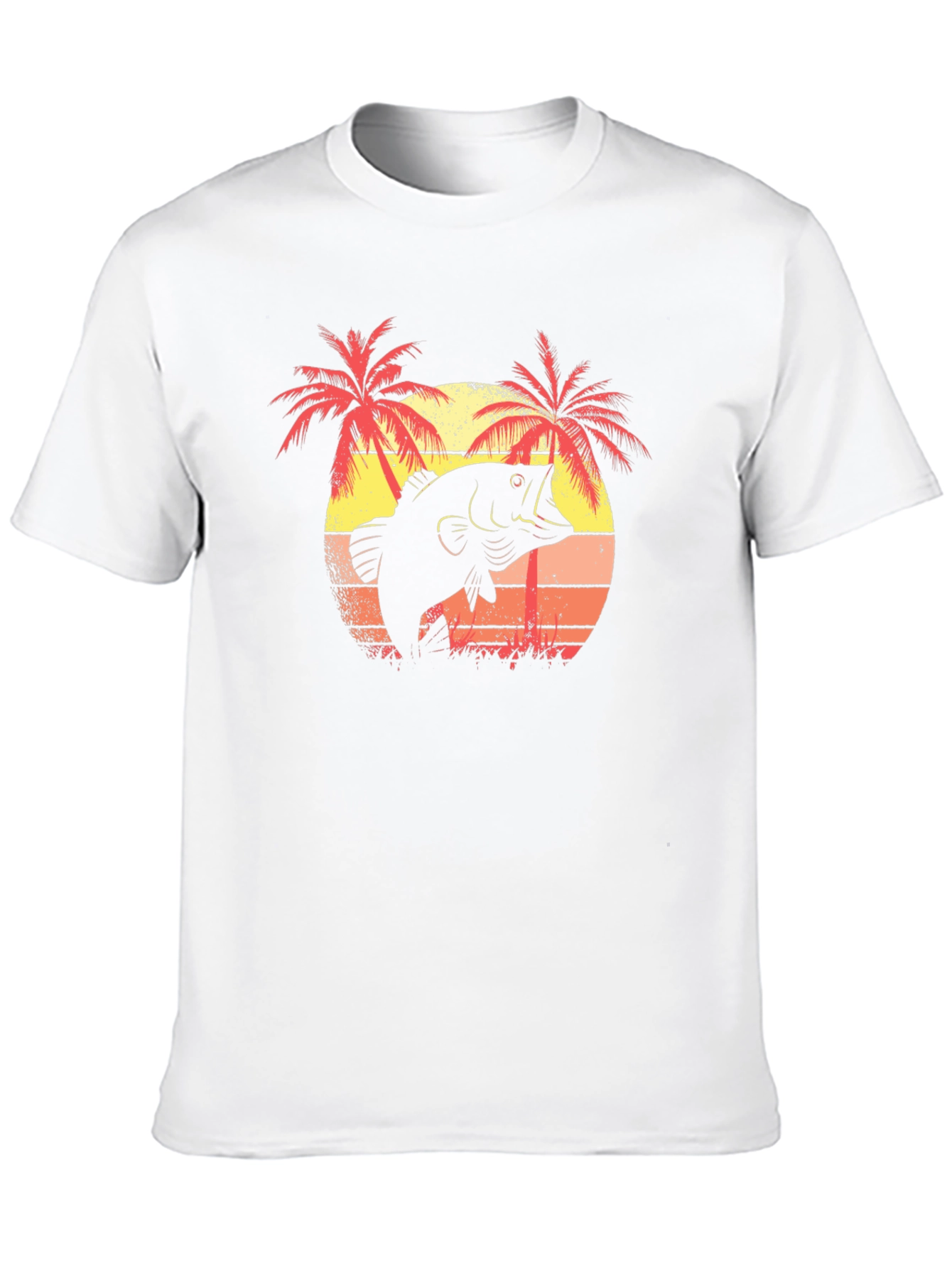 Bass Fishing T-Shirt - Tropical Sunset Design