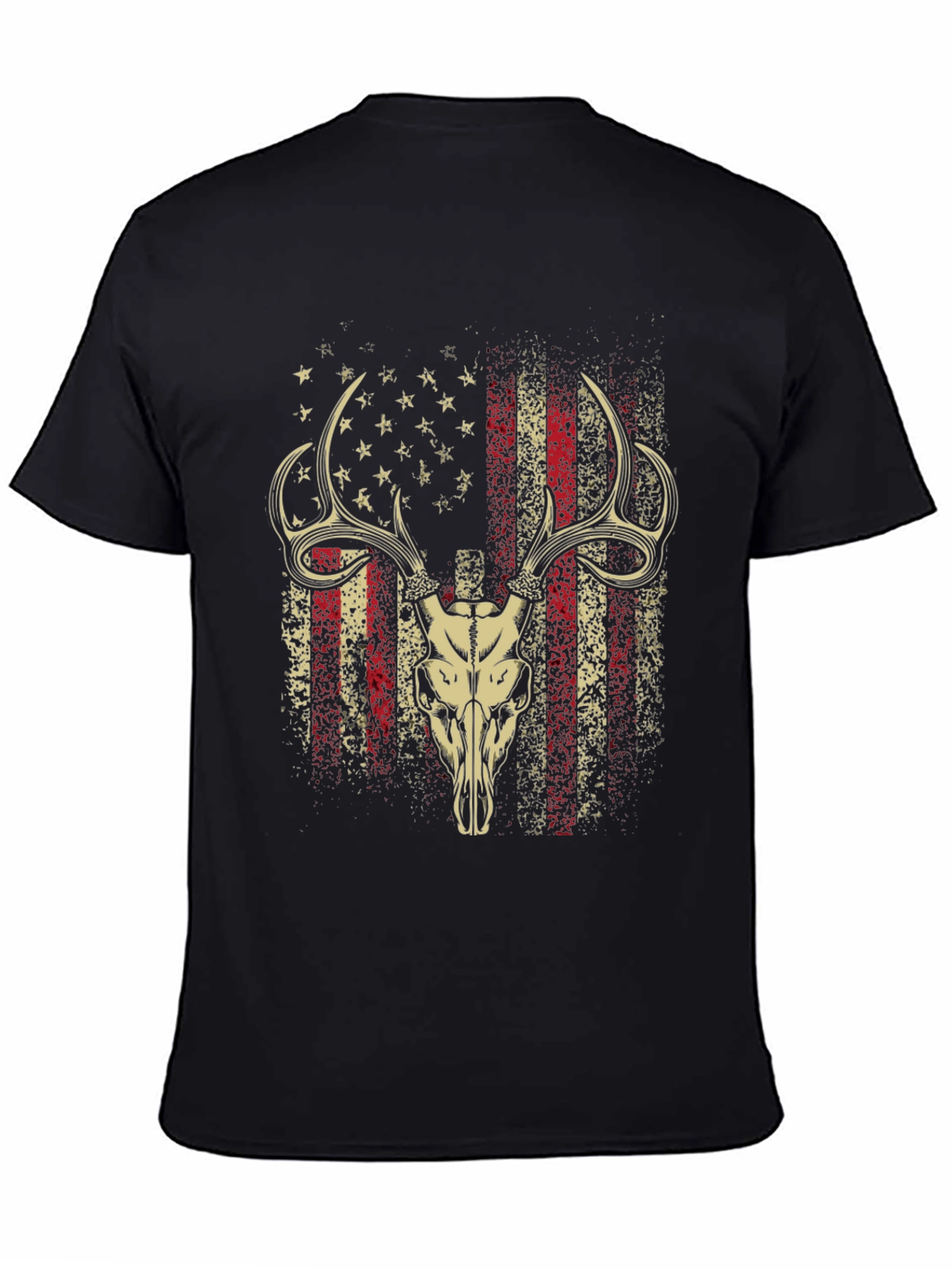 American Flag Deer Skull Graphic T-Shirt