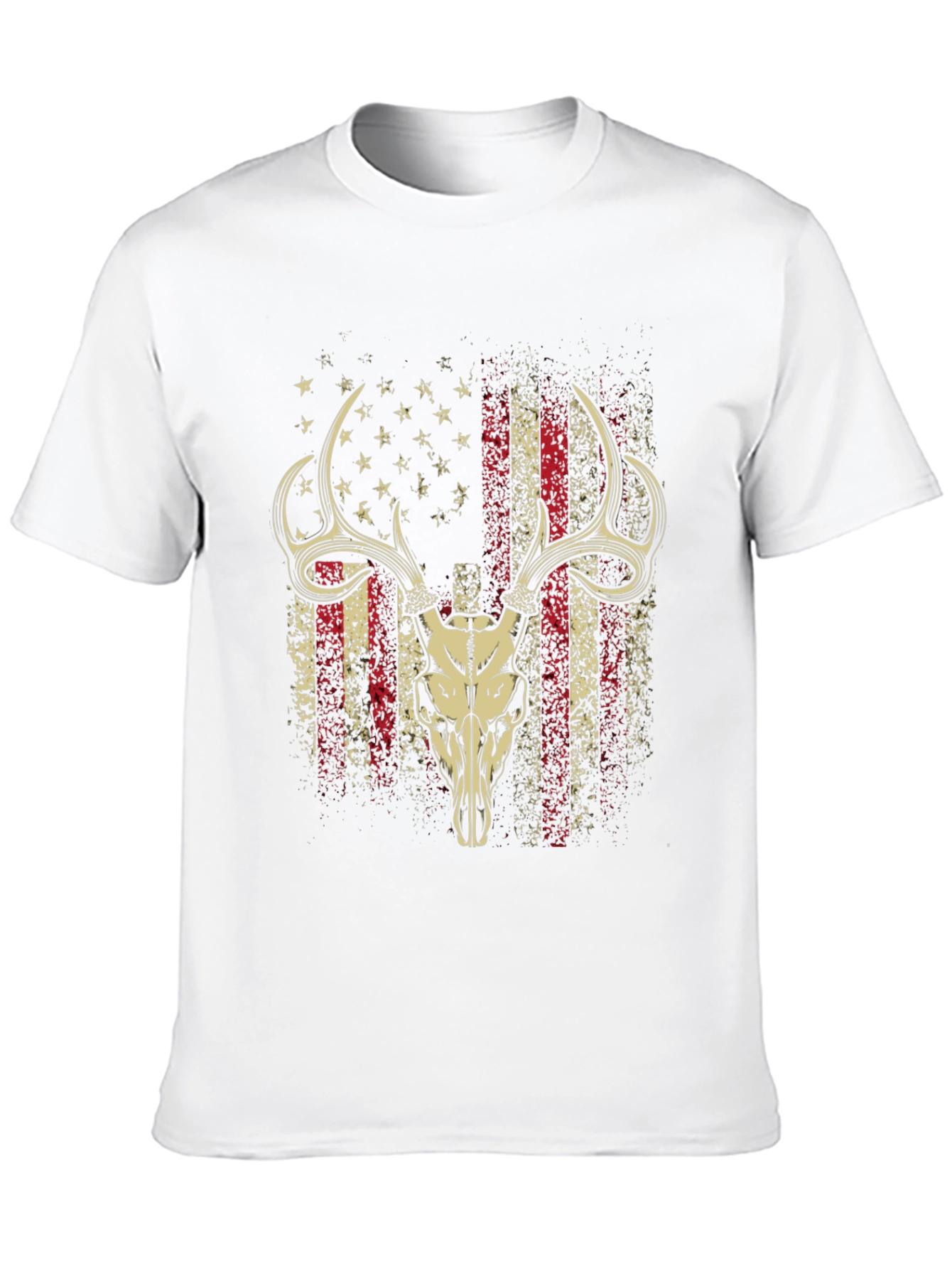 American Flag Deer Skull Graphic T-Shirt