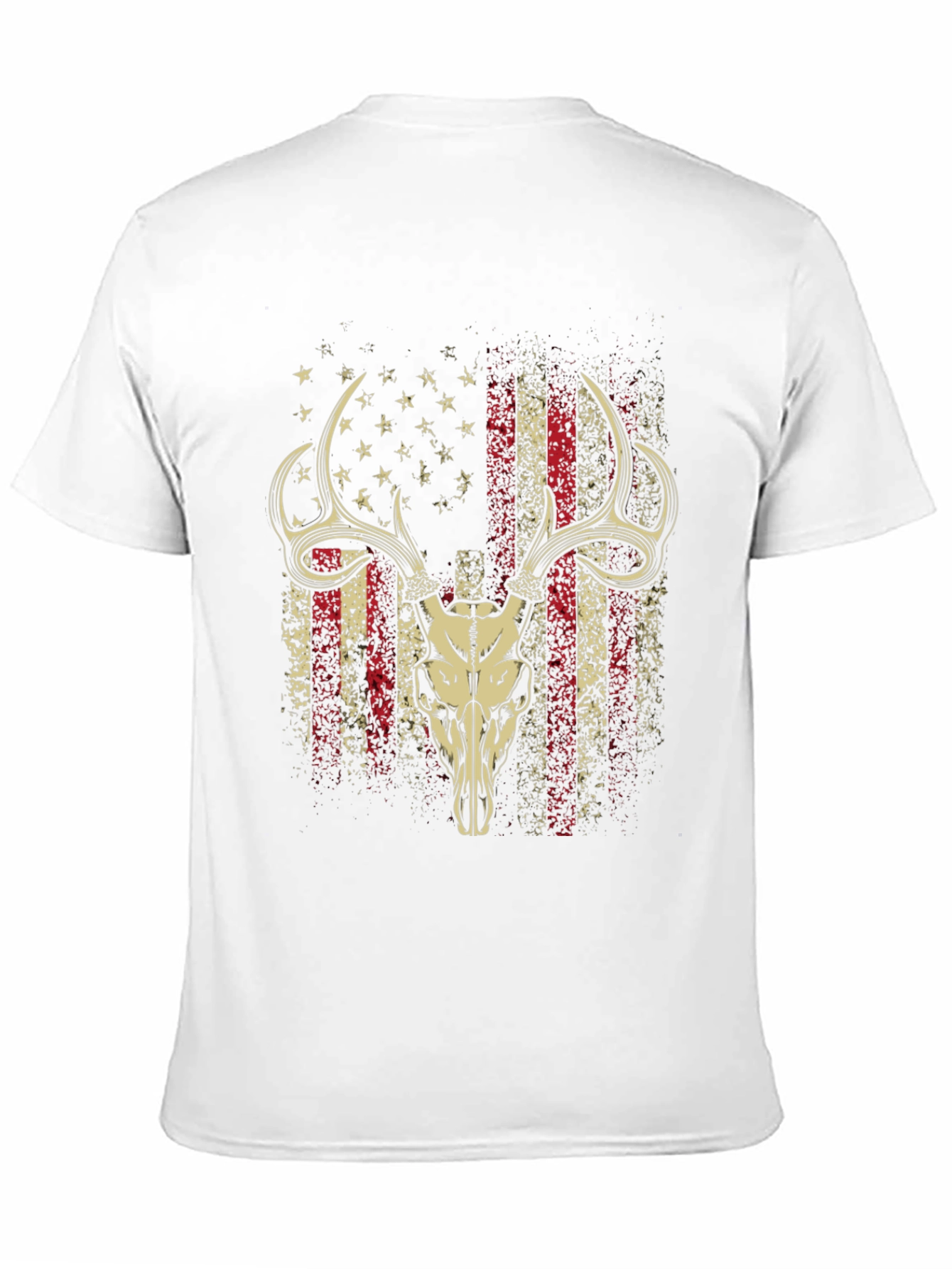 American Flag Deer Skull Graphic T-Shirt